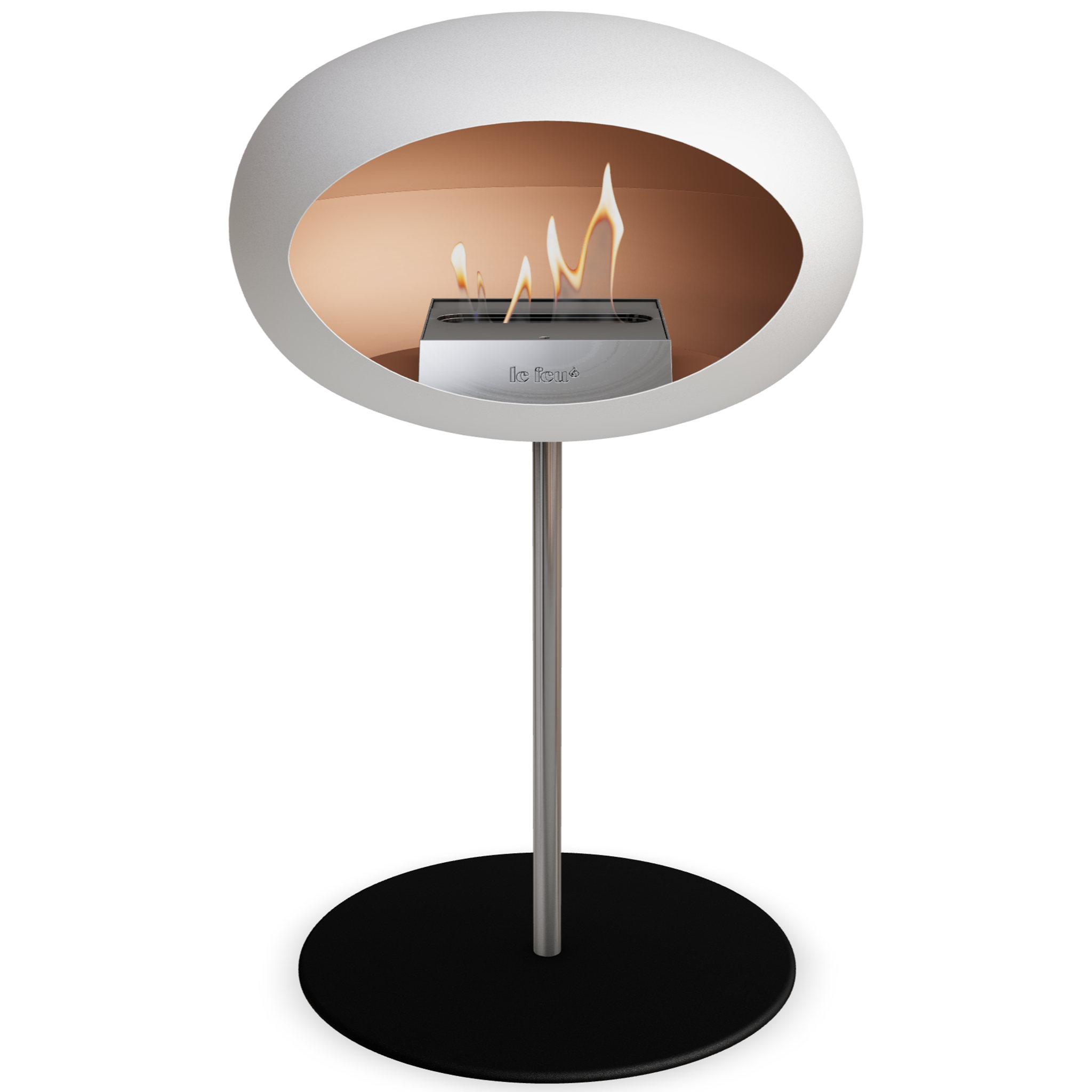 Ground Steel Low White Bio Fireplace