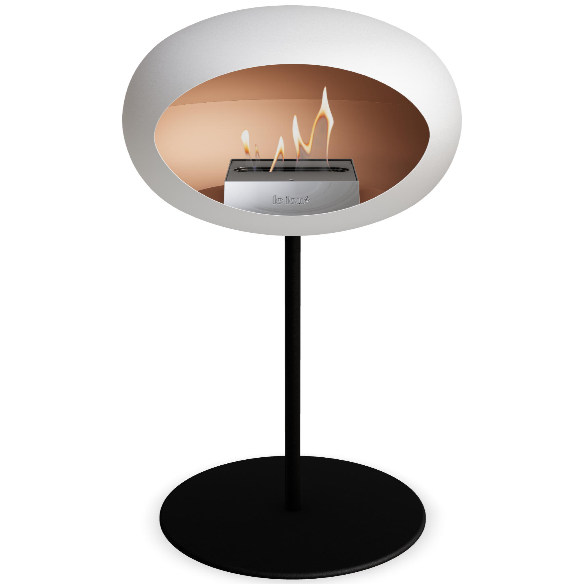 Ground Steel Low White Bio Fireplace
