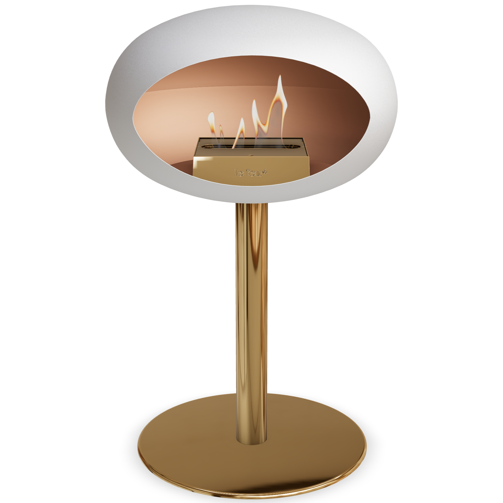 Ground Steel Low White Bio Fireplace