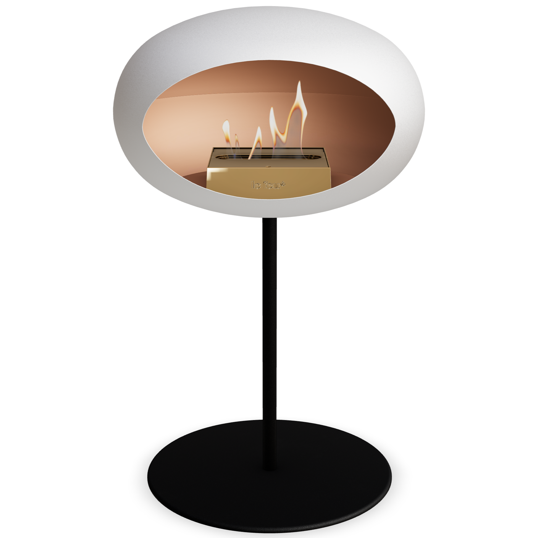 Ground Steel Low White Bio Fireplace