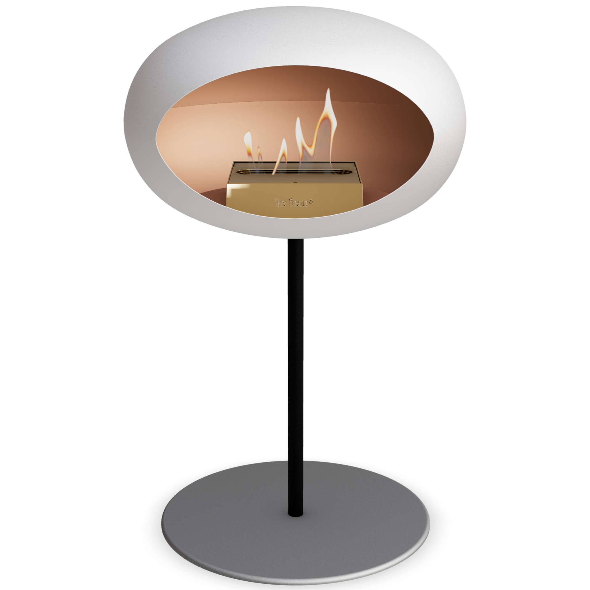 Ground Steel Low White Bio Fireplace