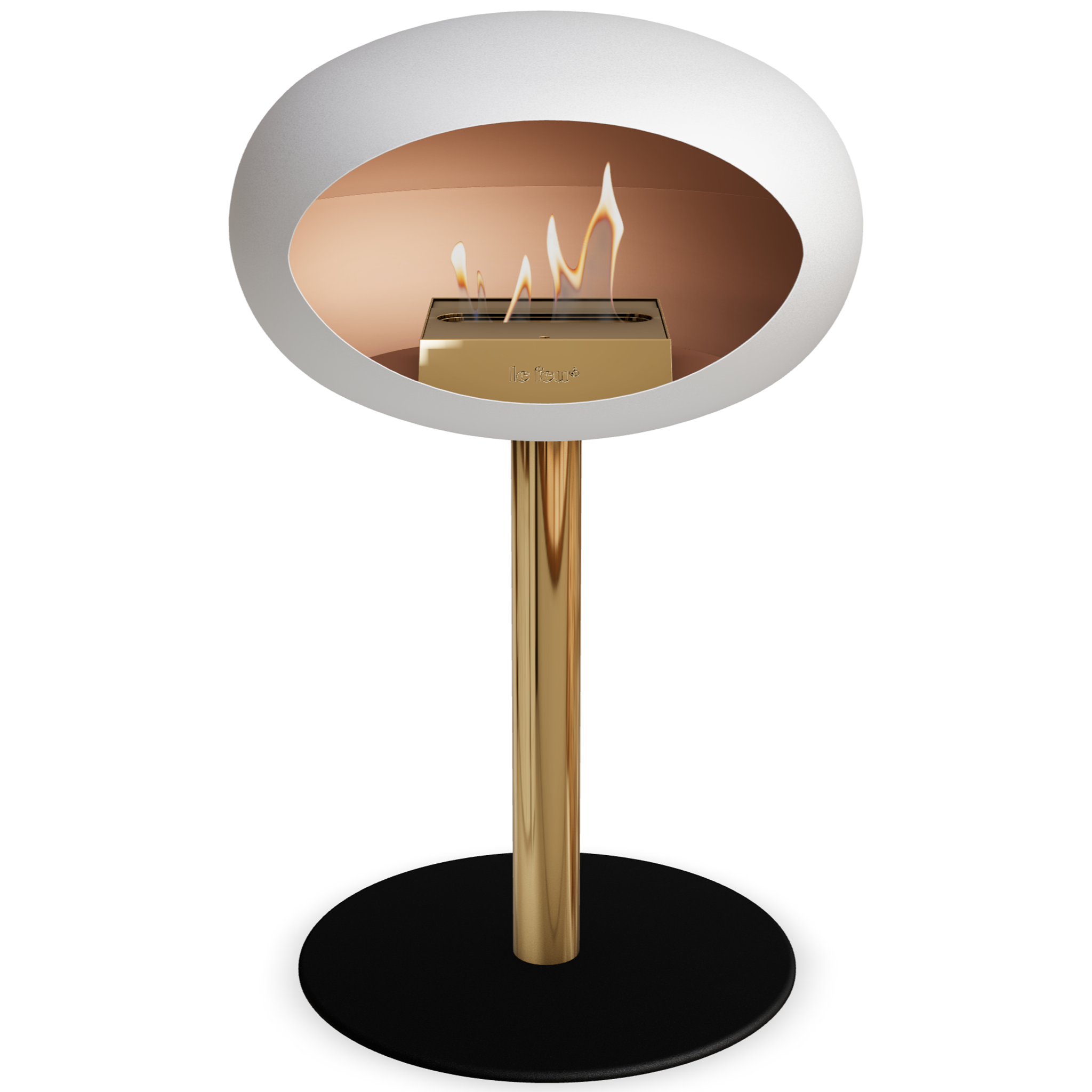 Ground Steel Low White Bio Fireplace