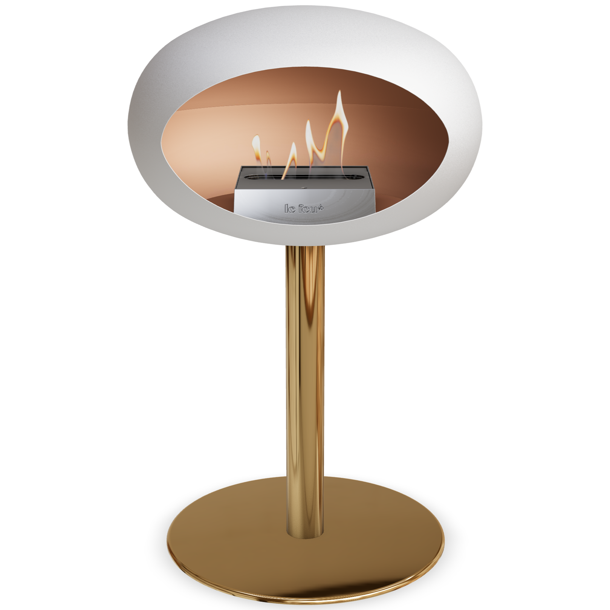 Ground Steel Low White Bio Fireplace