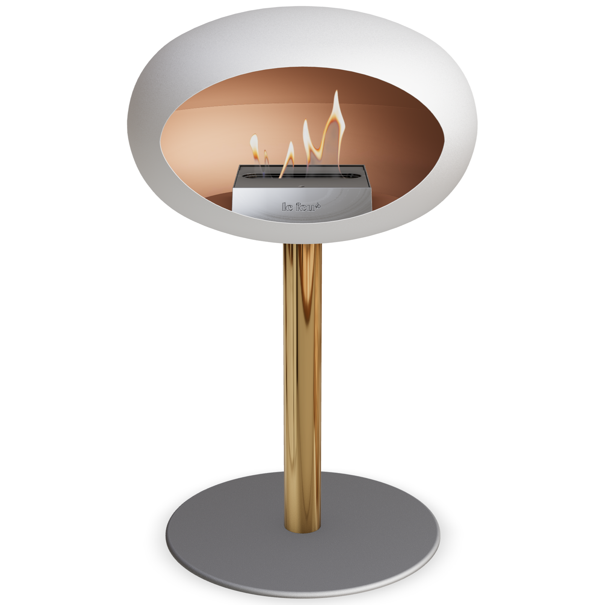 Ground Steel Low White Bio Fireplace