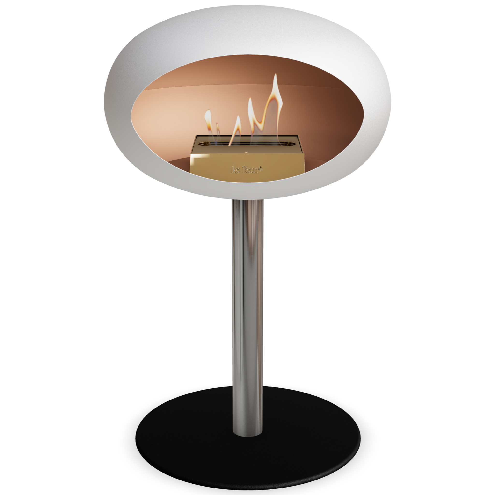 Ground Steel Low White Bio Fireplace