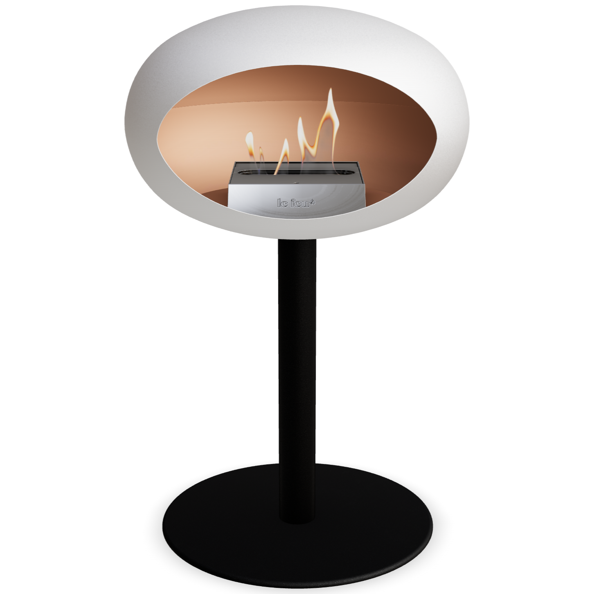 Ground Steel Low White Bio Fireplace