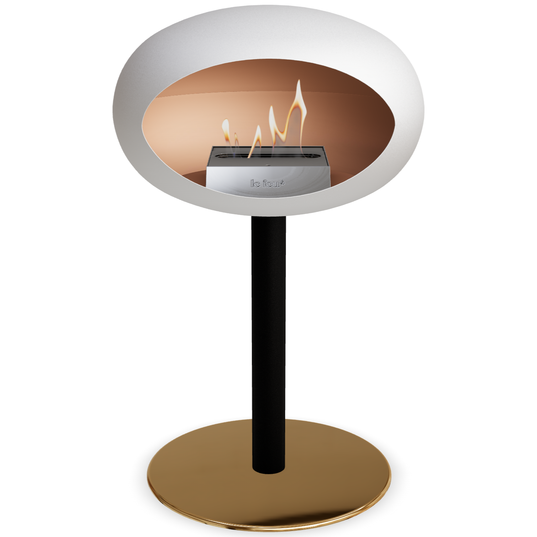 Ground Steel Low White Bio Fireplace