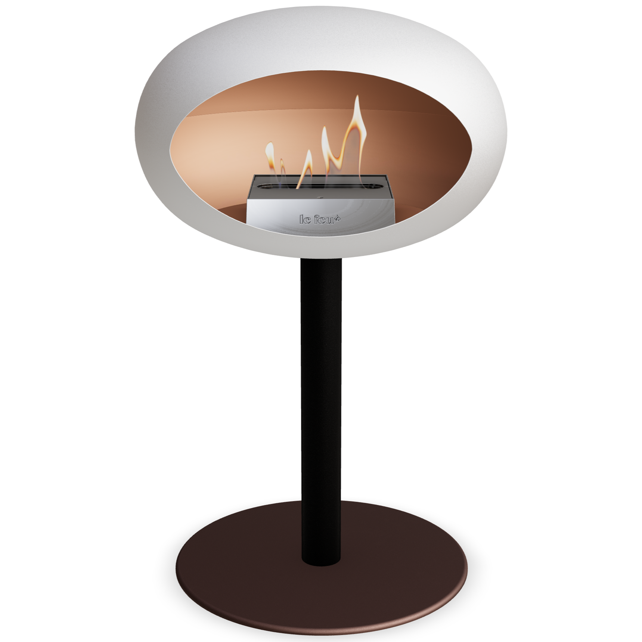 Ground Steel Low White Bio Fireplace