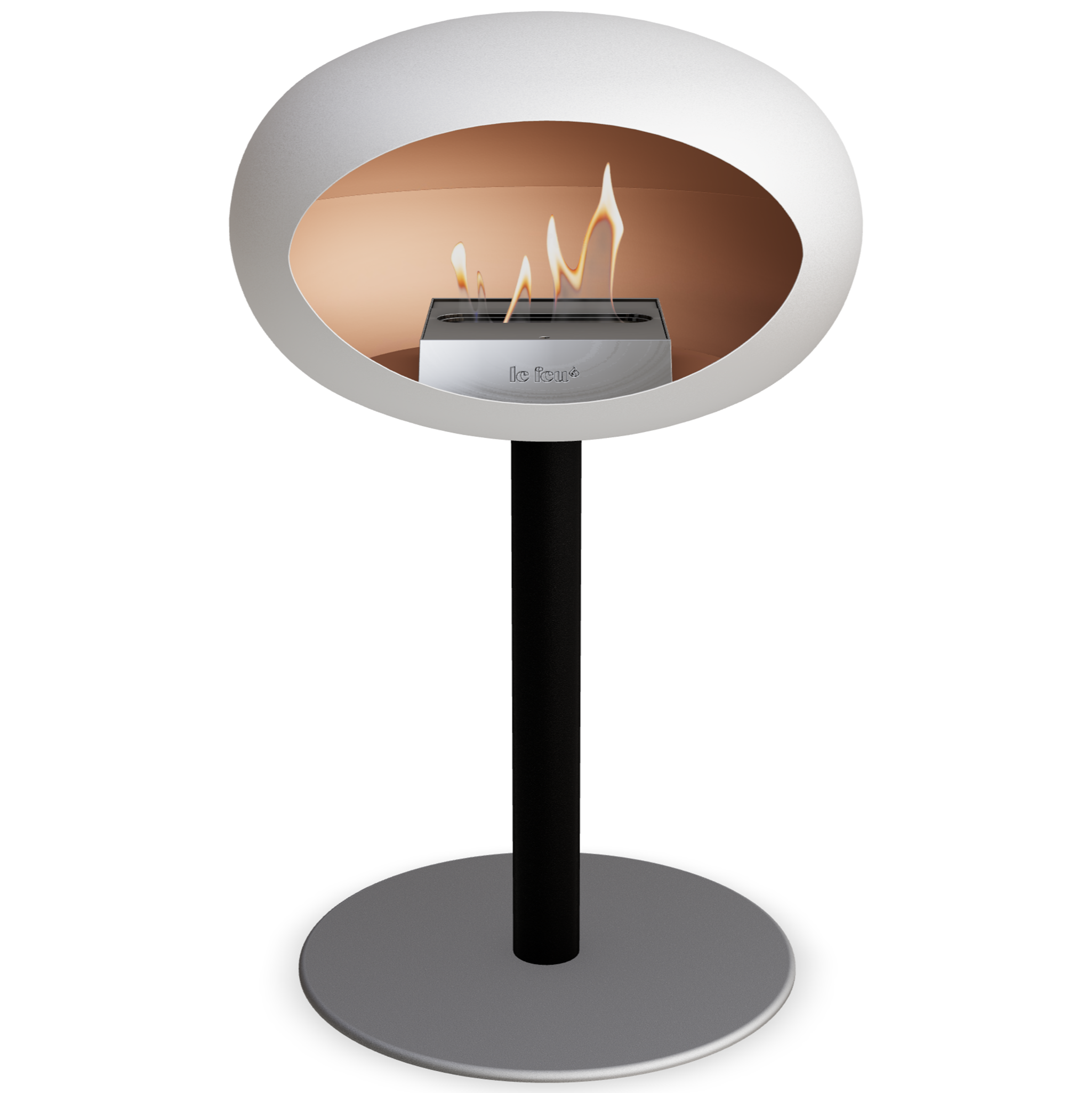 Ground Steel Low White Bio Fireplace