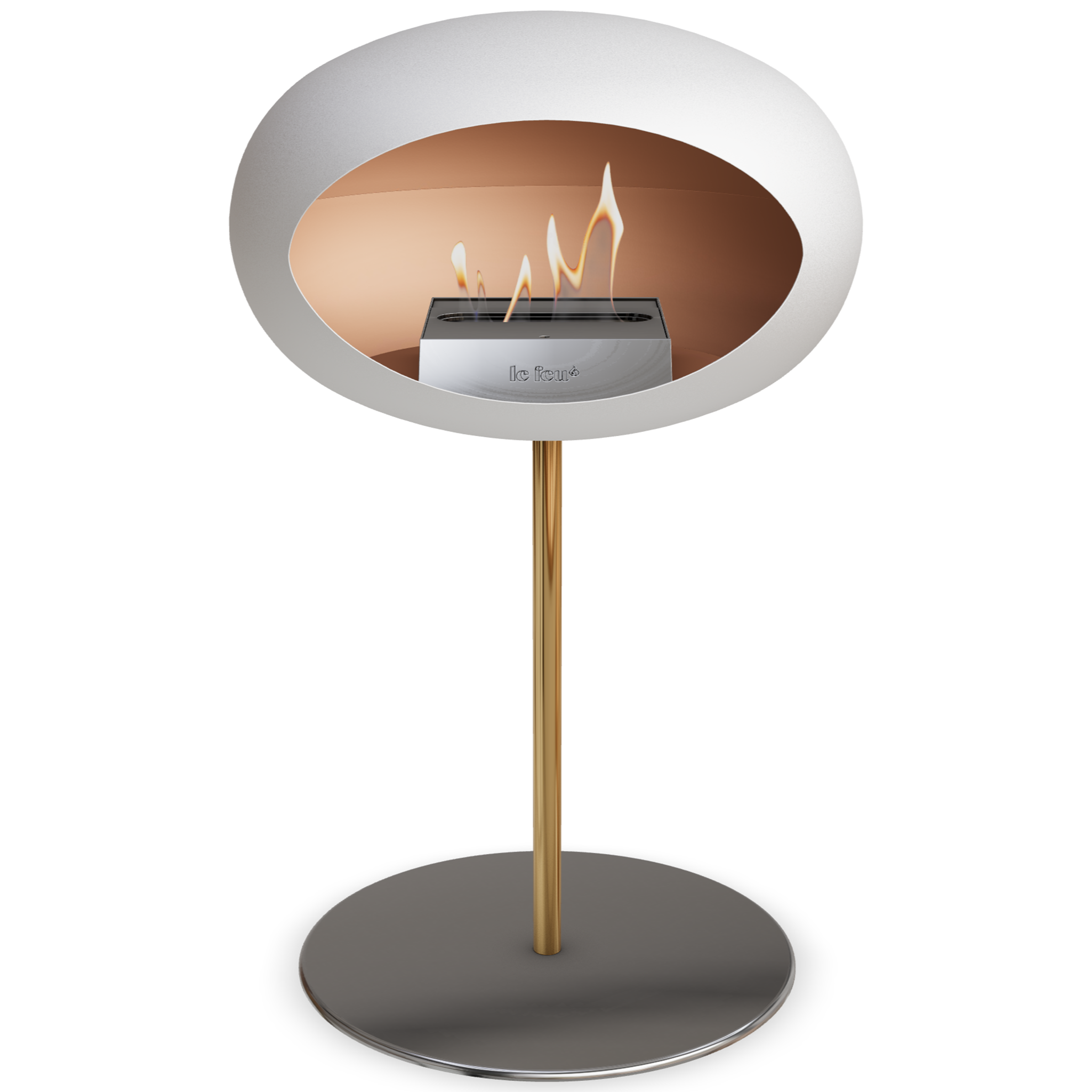 Ground Steel Low White Bio Fireplace