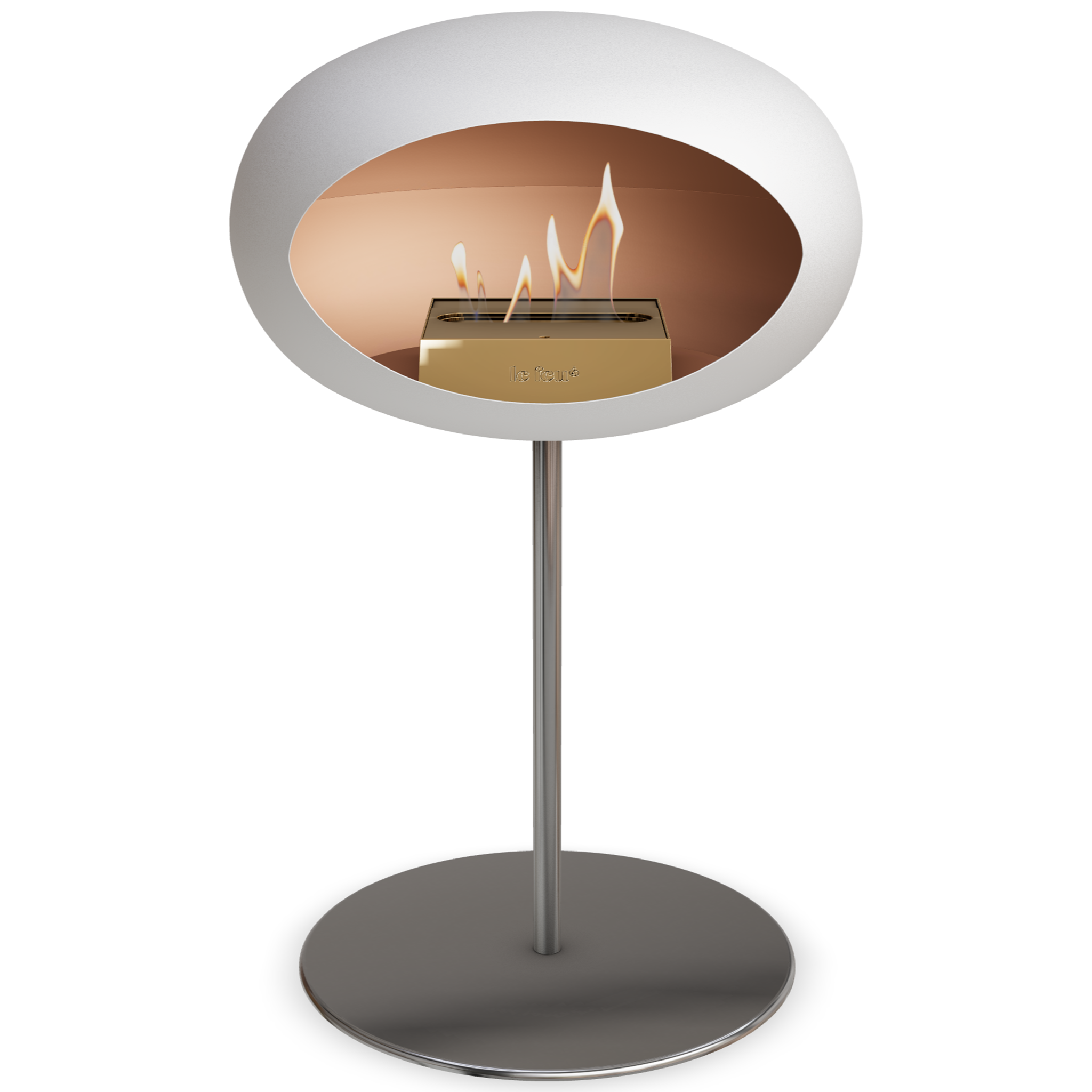 Ground Steel Low White Bio Fireplace