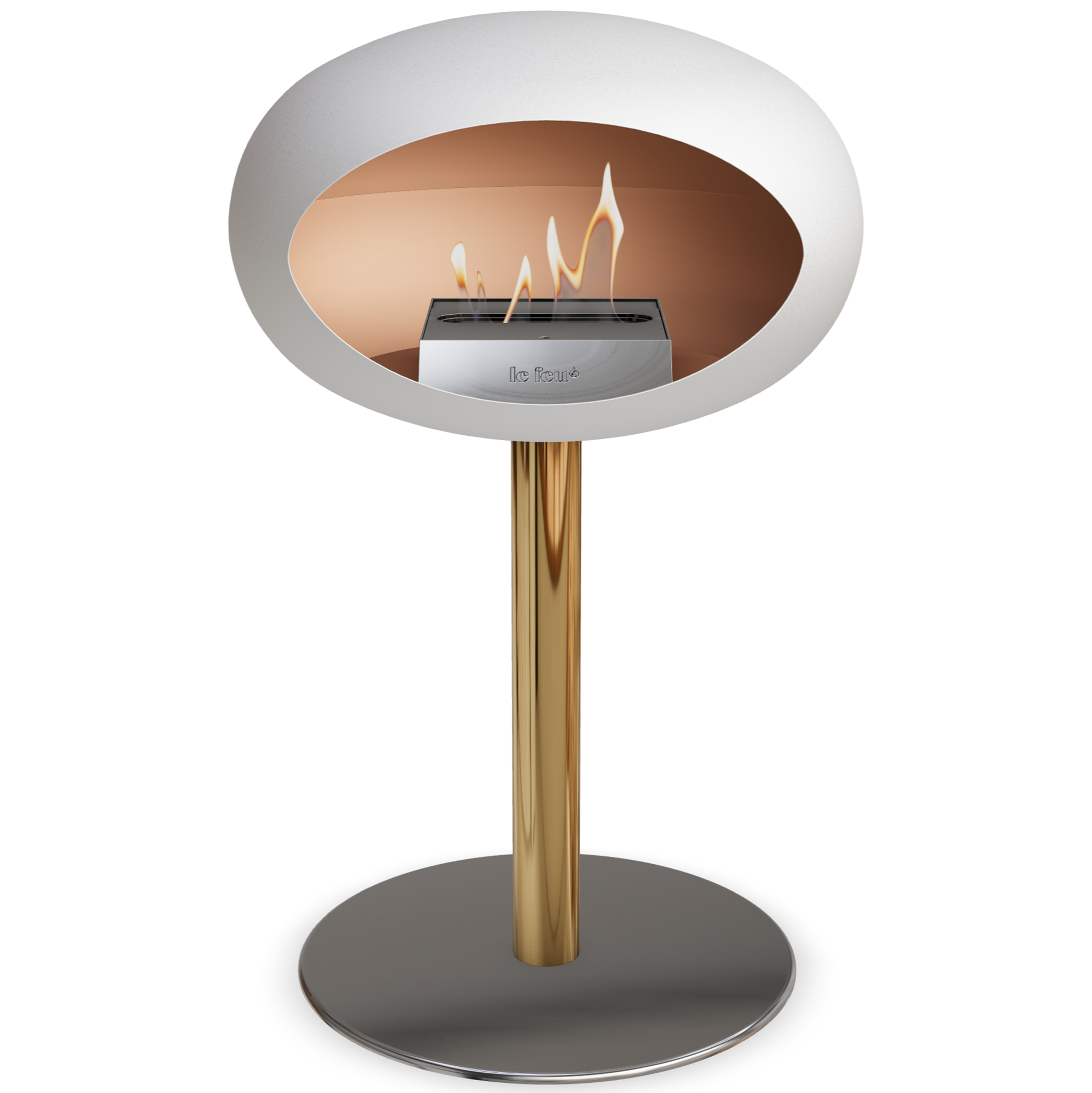 Ground Steel Low White Bio Fireplace