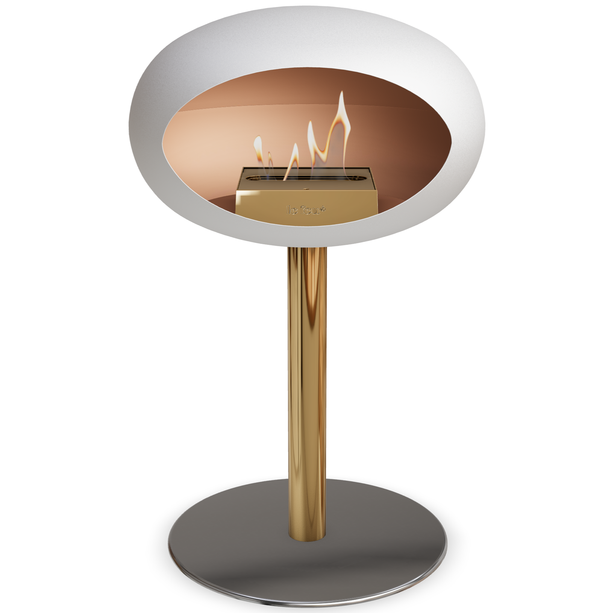 Ground Steel Low White Bio Fireplace