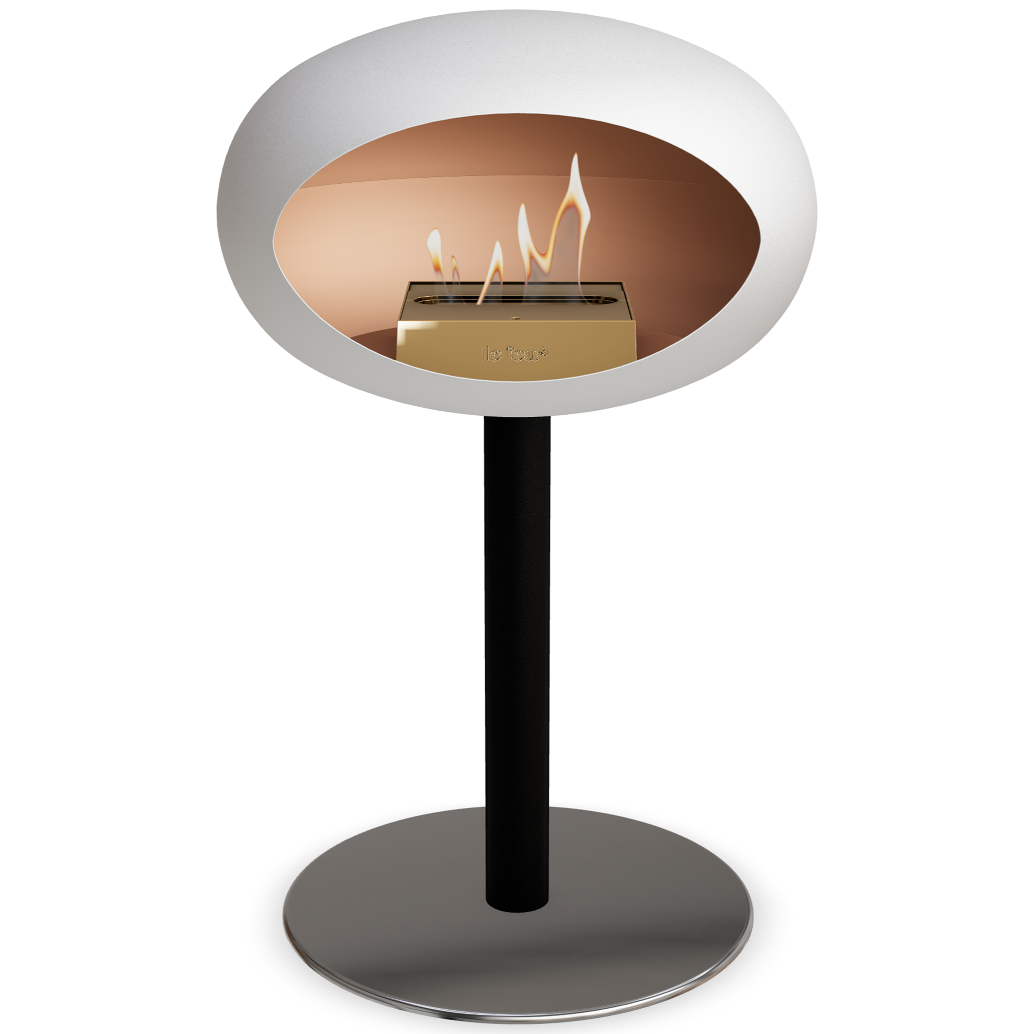 Ground Steel Low White Bio Fireplace