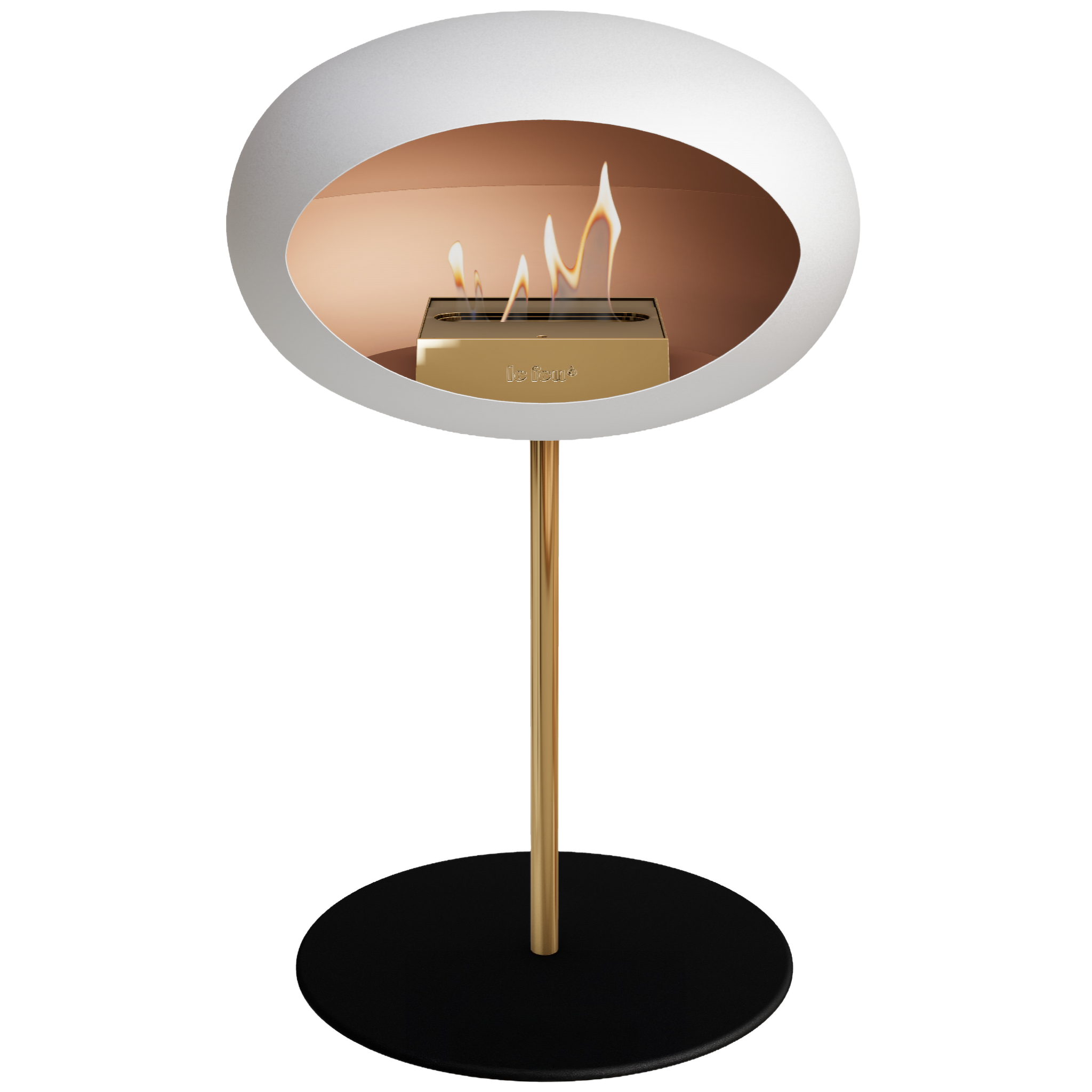 Ground Steel Low White Bio Fireplace
