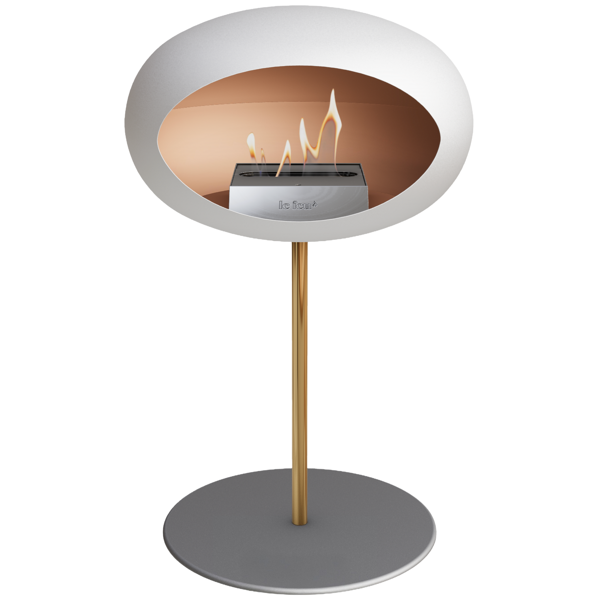 Ground Steel Low White Bio Fireplace