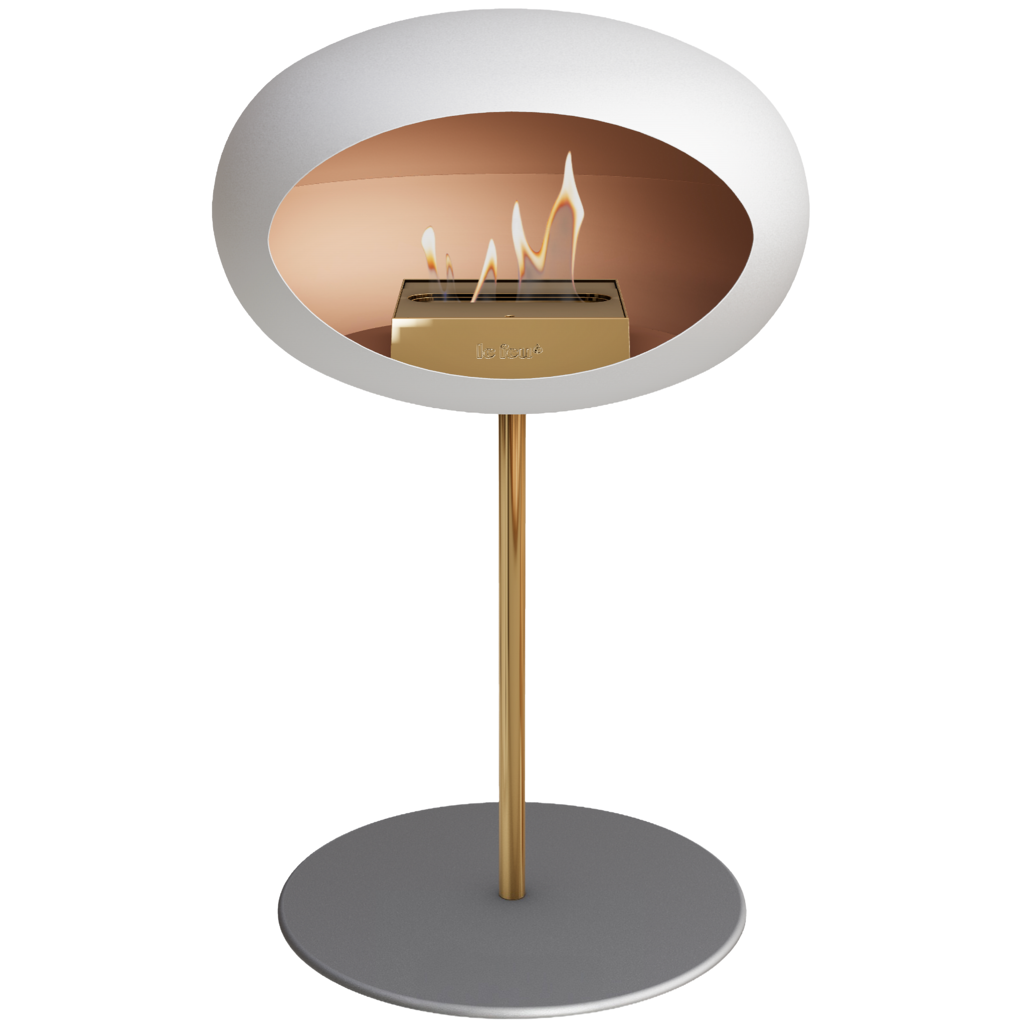 Ground Steel Low White Bio Fireplace