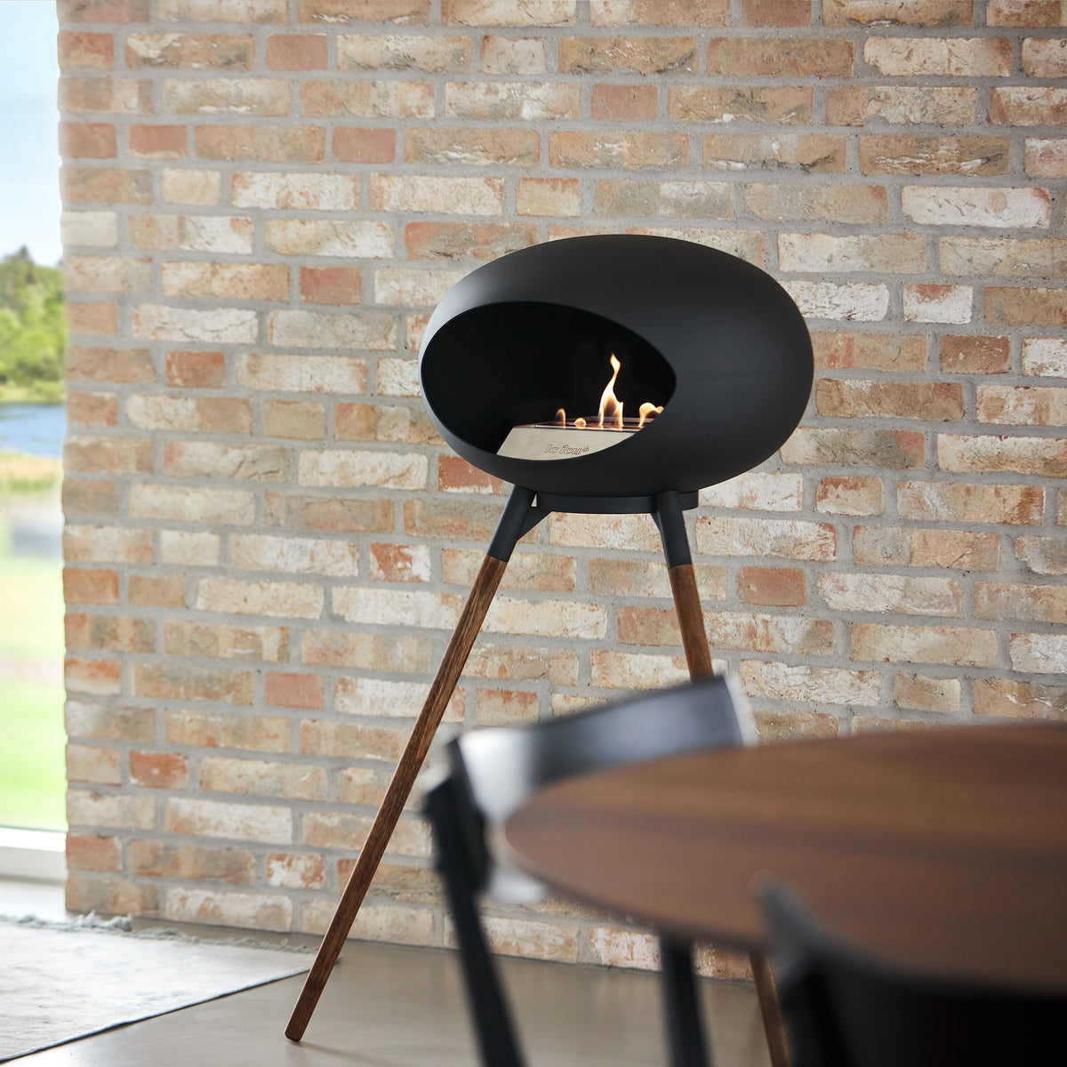 Ground Wood High Black Bio Fireplace