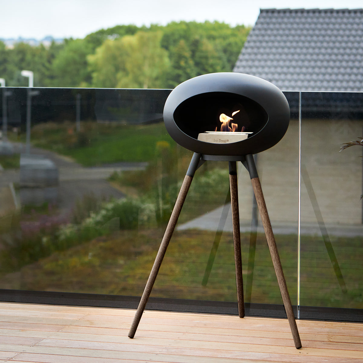 Ground Wood High White Bio Fireplace