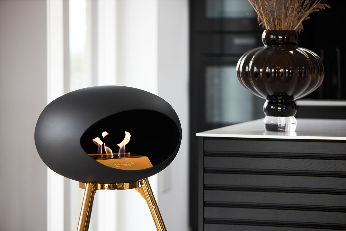 Ground Wood High Black Bio Fireplace