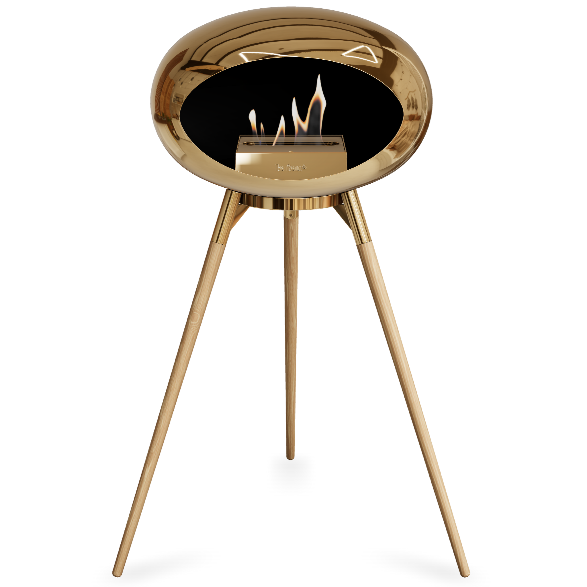 Ground Wood High Chromed Rose Gold Bio Fireplace with Rose Gold Burner