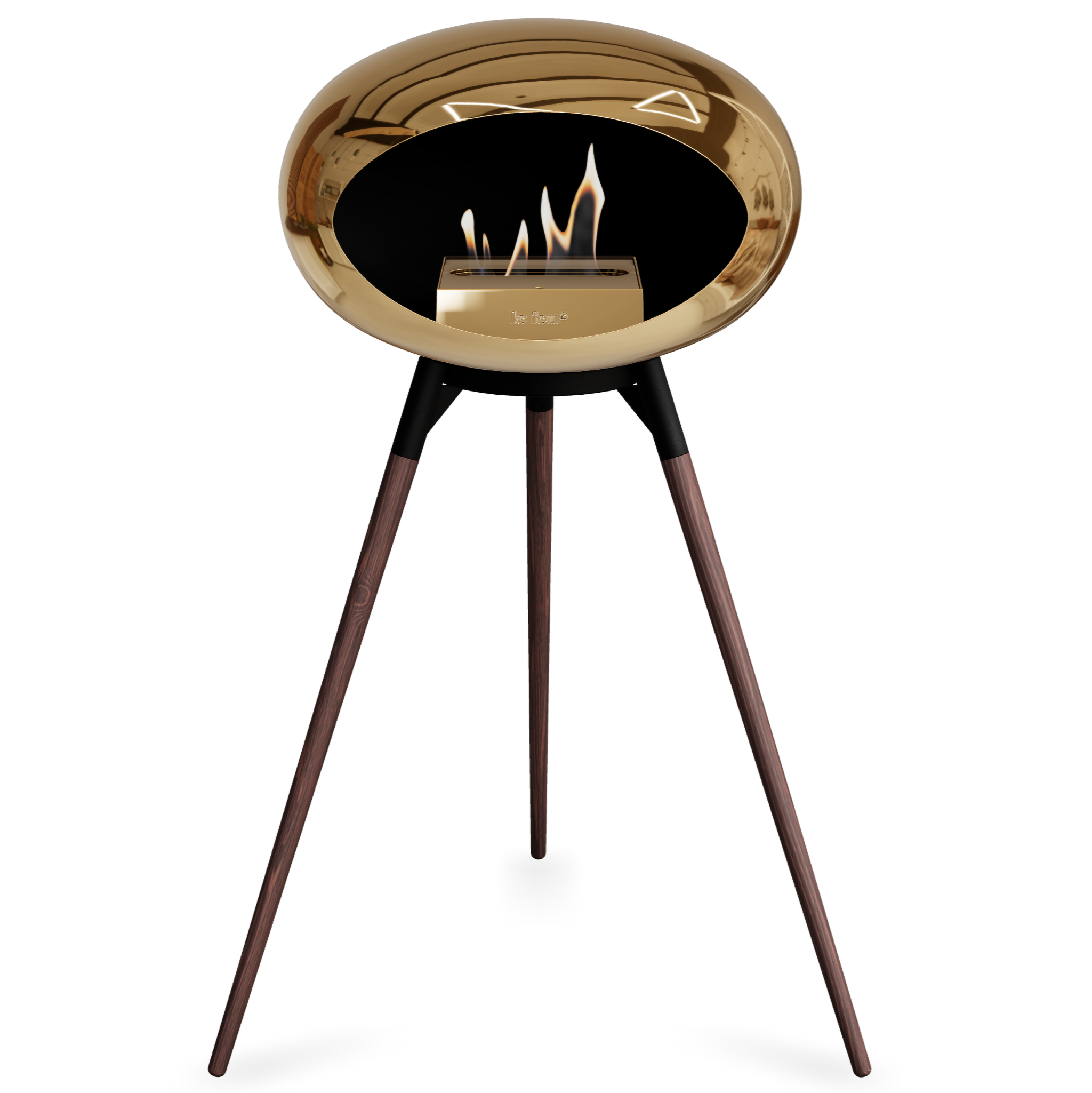 Ground Wood High Chromed Rose Gold Bio Fireplace with Rose Gold Burner