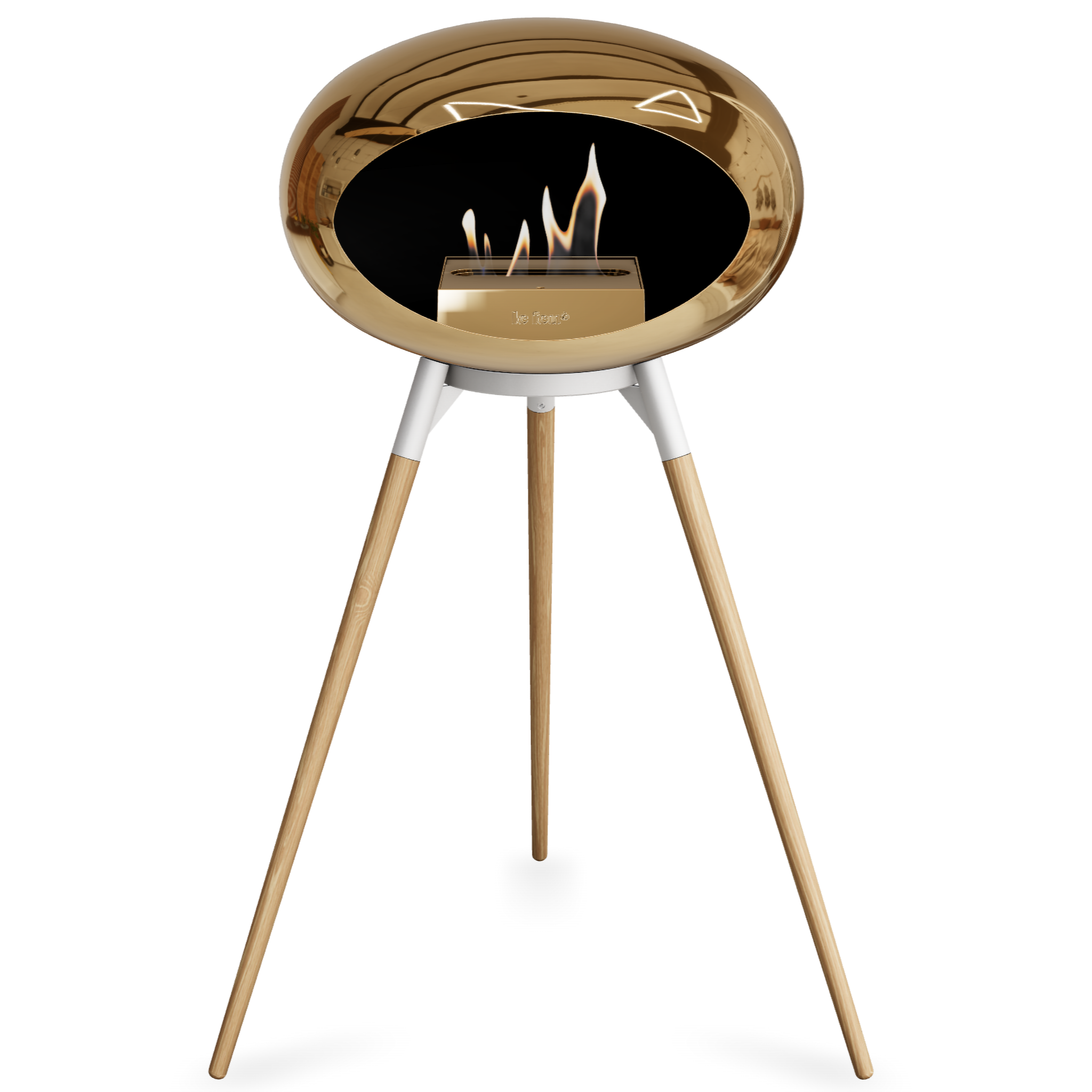Ground Wood High Chromed Rose Gold Bio Fireplace with Rose Gold Burner