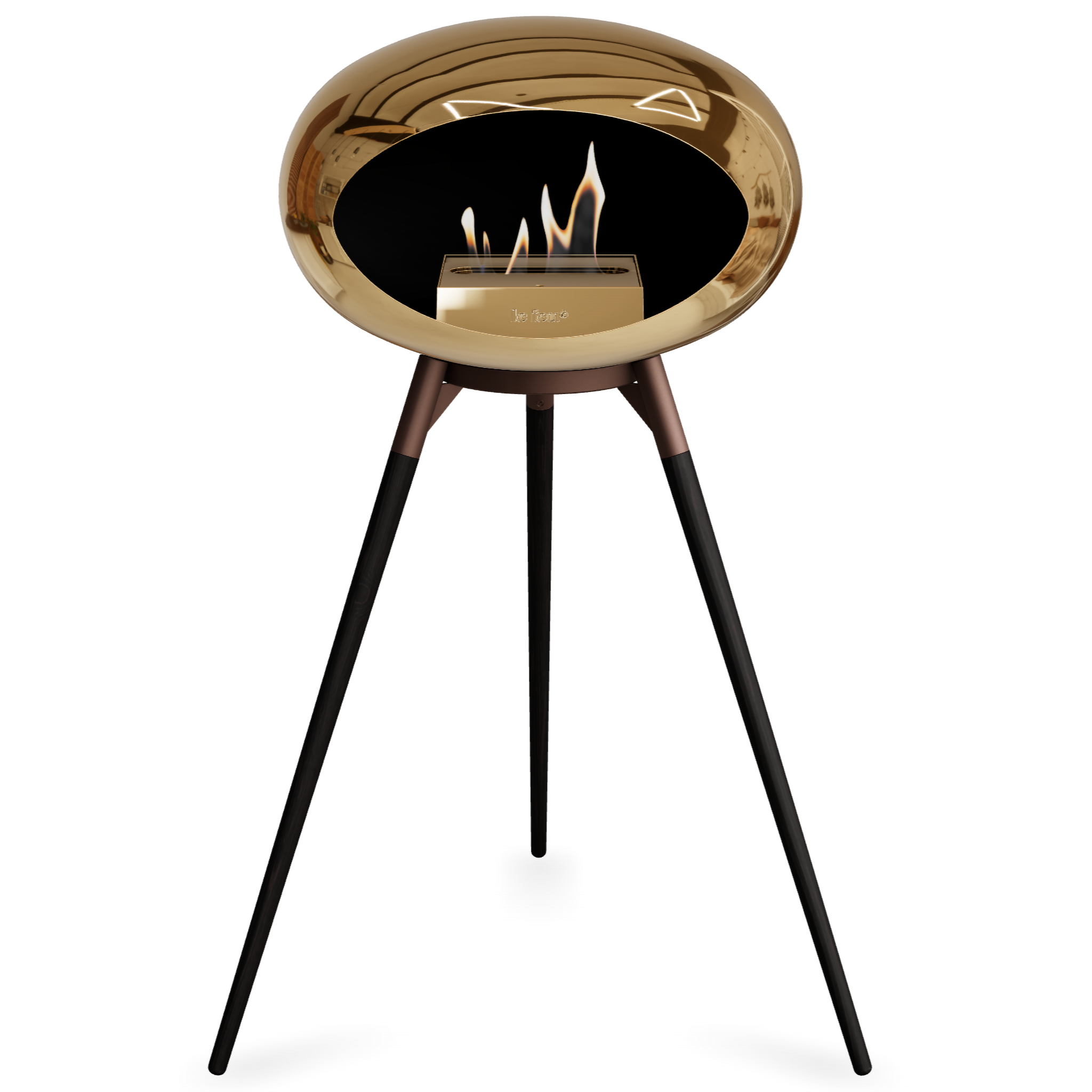 Ground Wood High Chromed Rose Gold Bio Fireplace with Rose Gold Burner