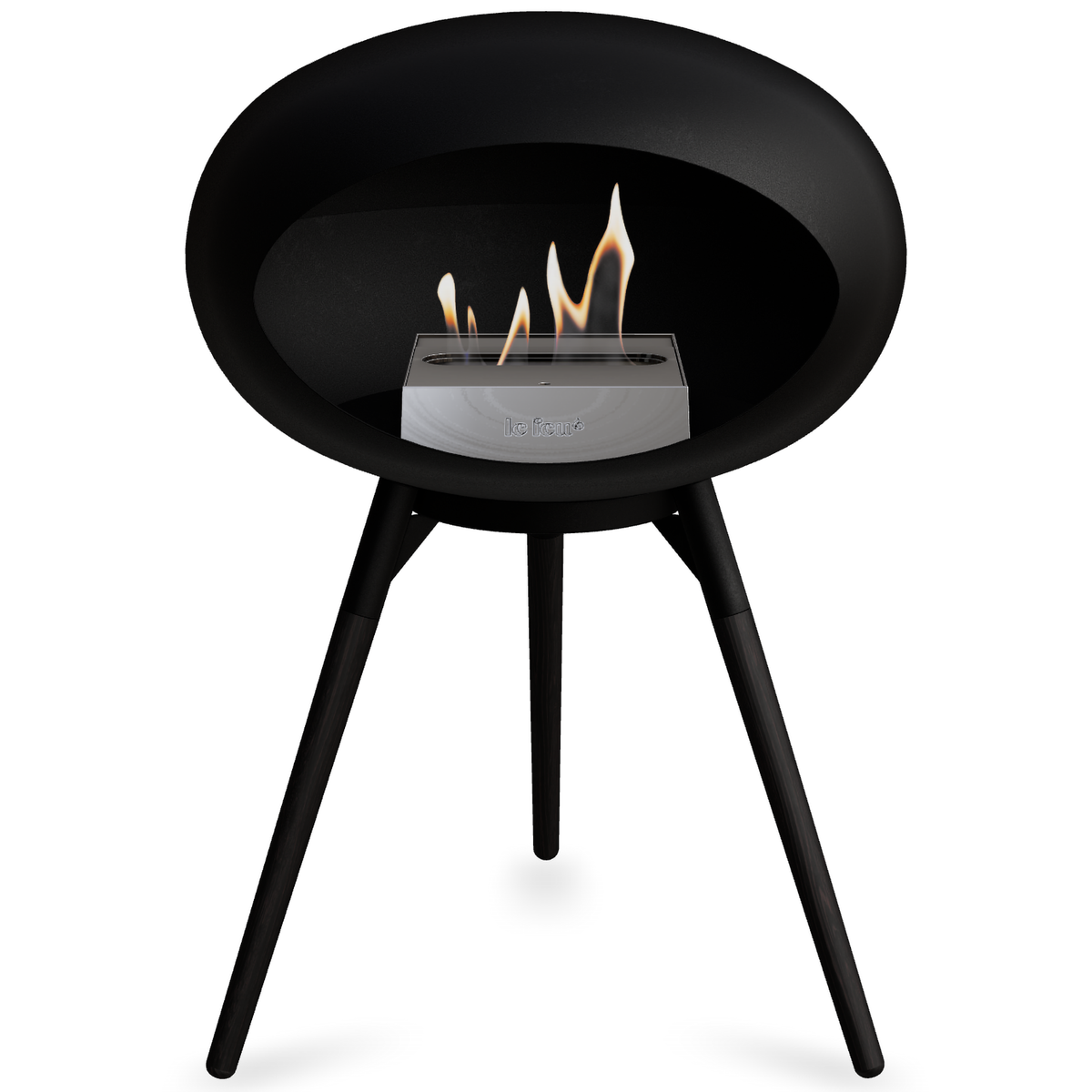 Ground Wood Low Black Bio Fireplace