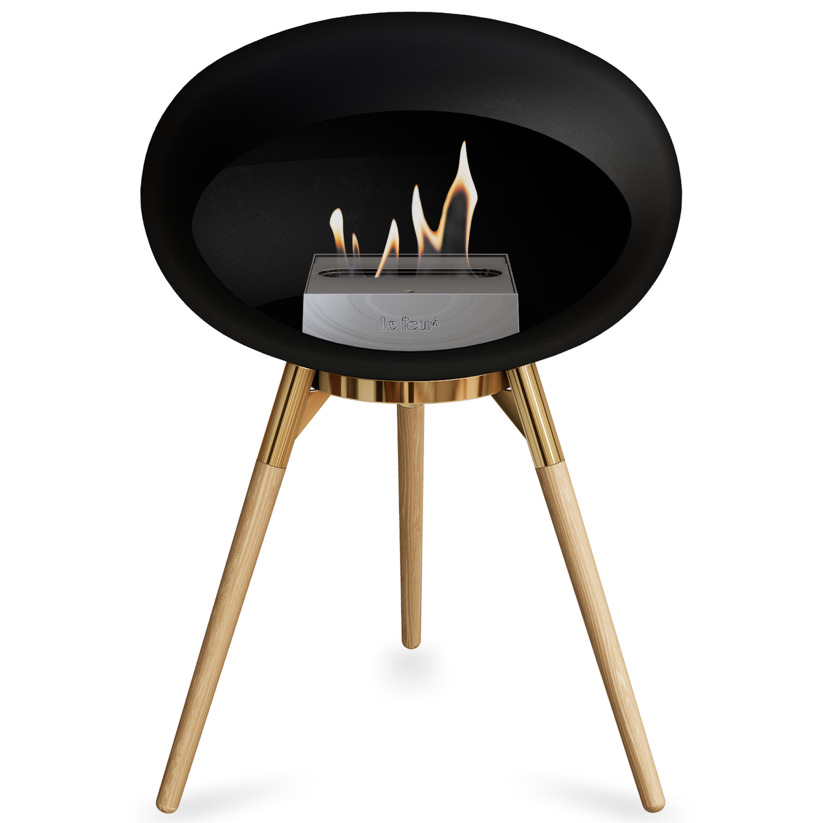 Ground Wood Low Black Bio Fireplace