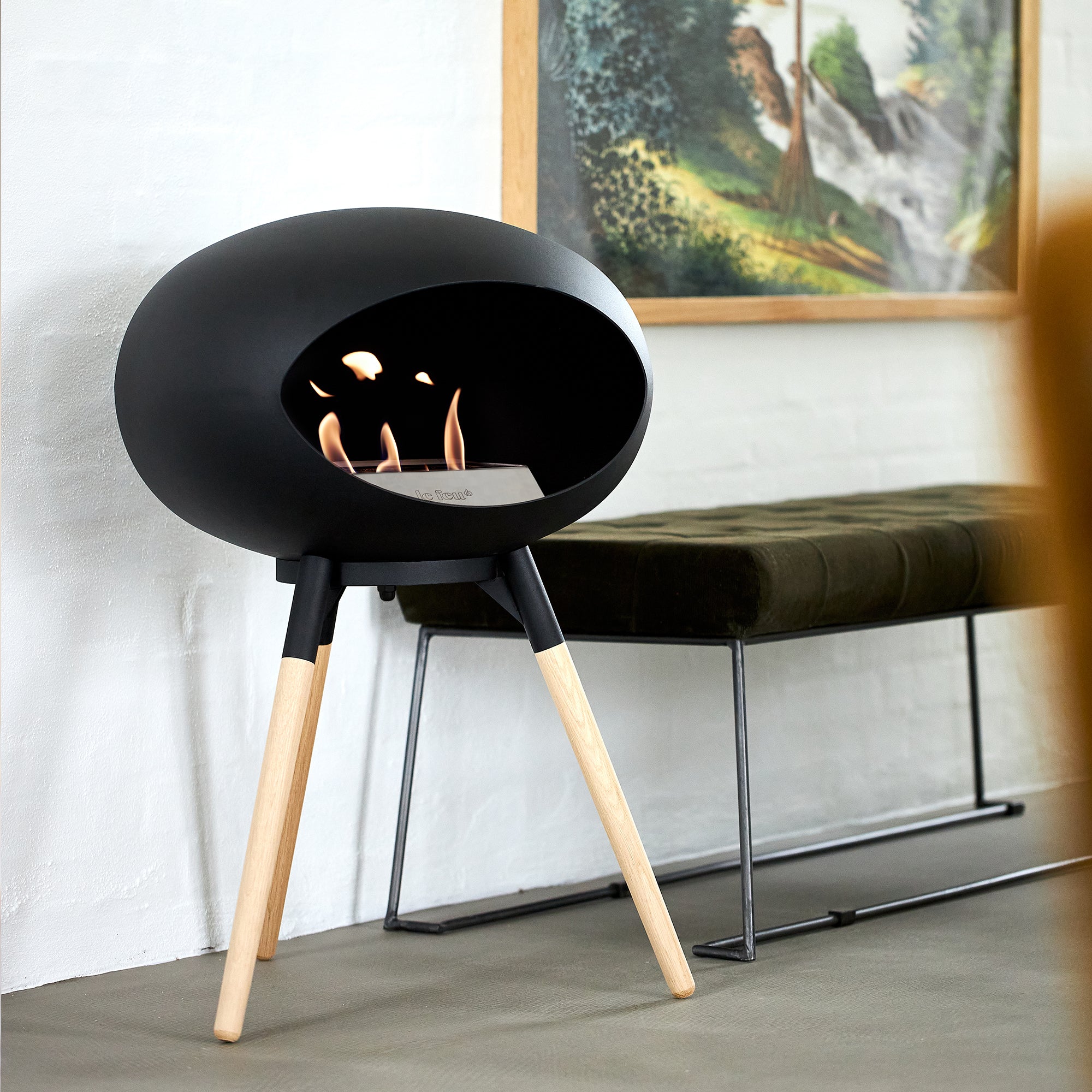 Ground Wood Low Mocca Bio Fireplace