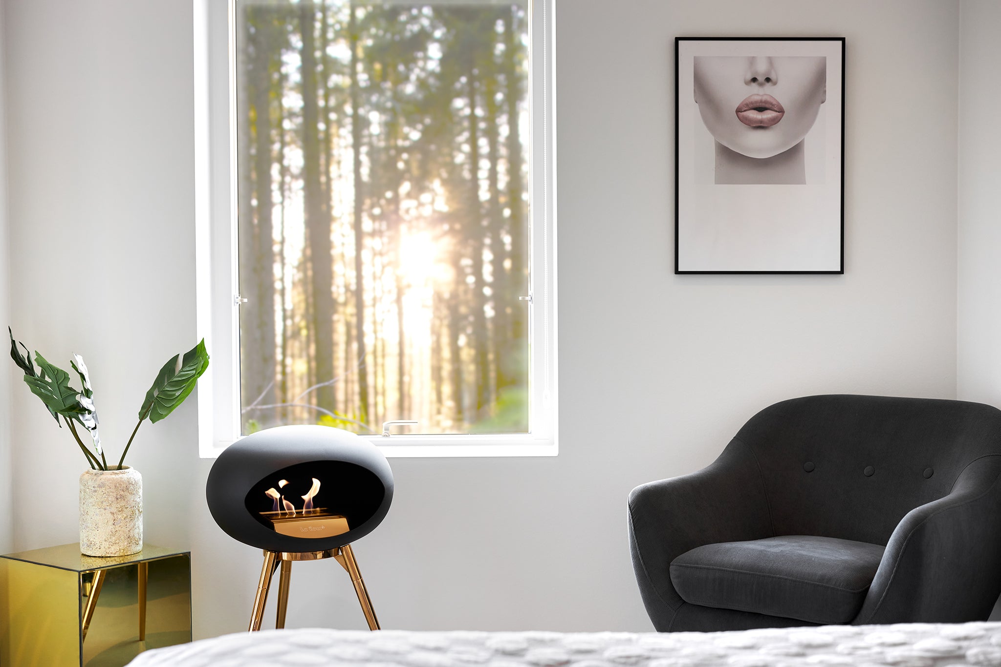 Ground Wood Low Mocca Bio Fireplace