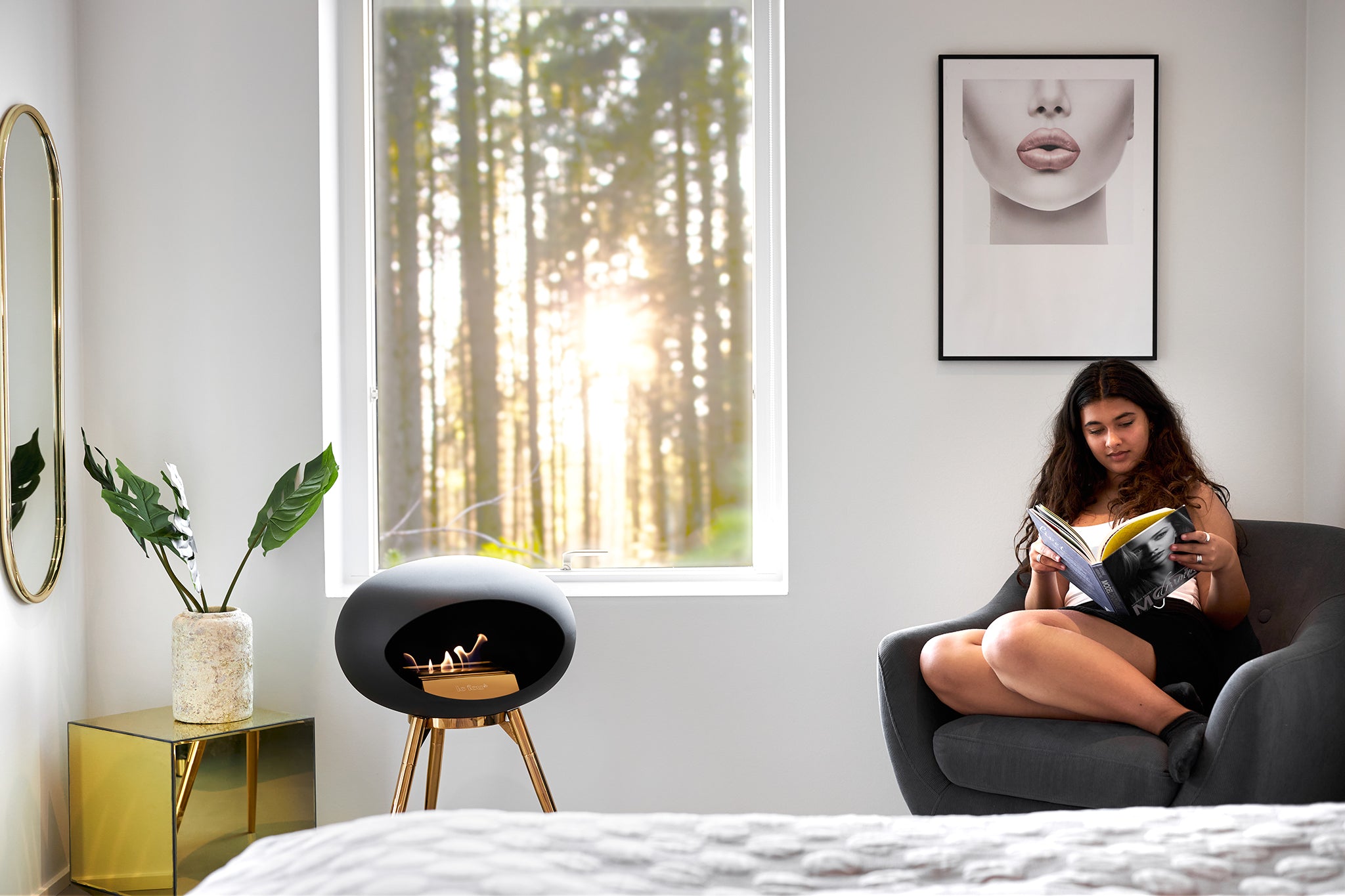 Ground Wood Low Mocca Bio Fireplace