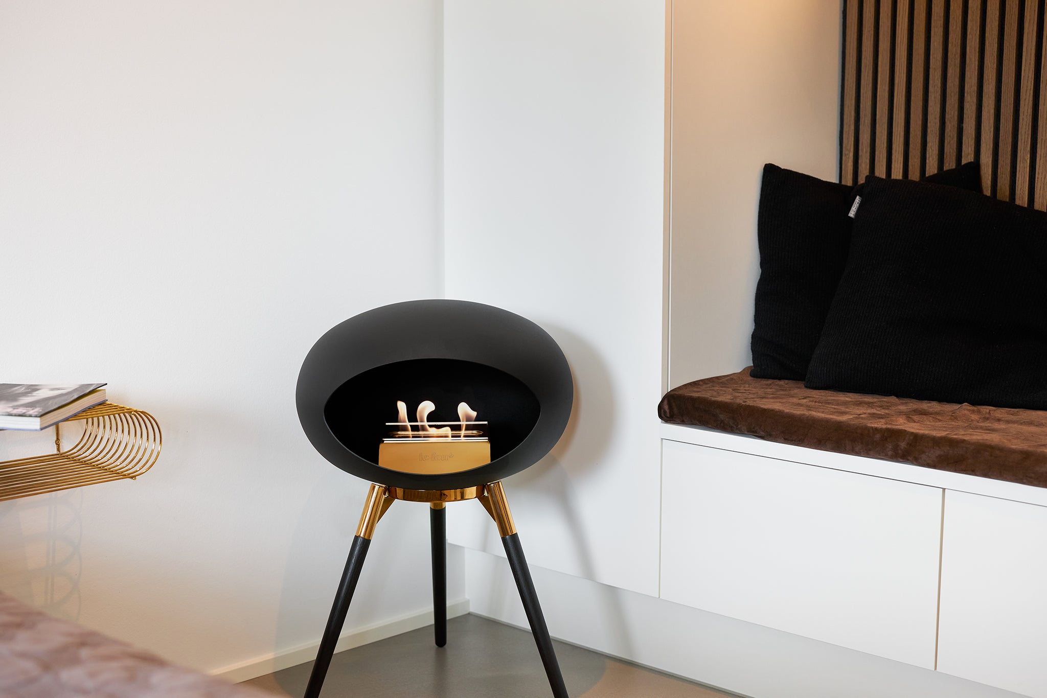 Ground Wood Low Mocca Bio Fireplace