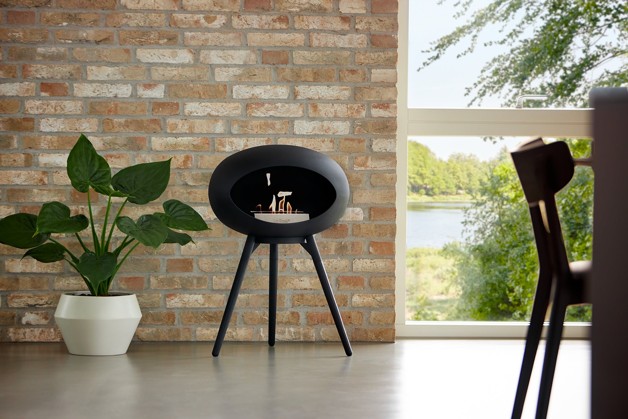 Ground Wood Low Mocca Bio Fireplace