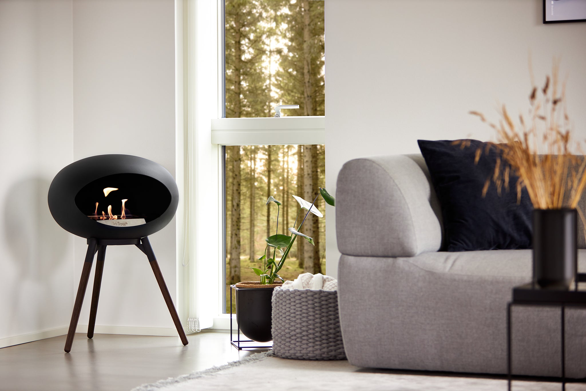 Ground Wood Low Mocca Bio Fireplace