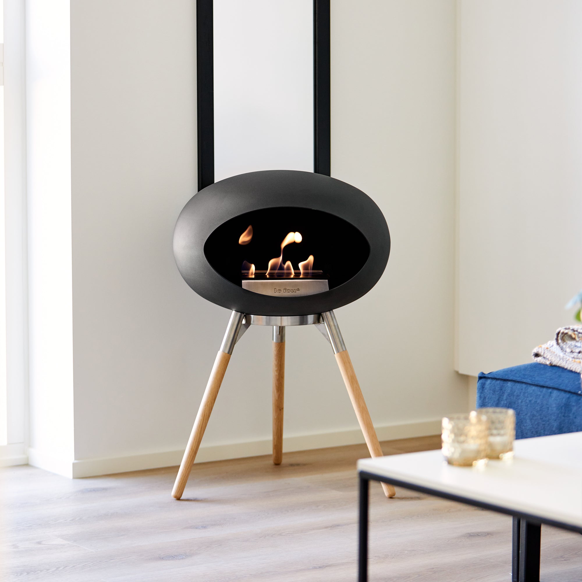 Ground Wood Low Mocca Bio Fireplace