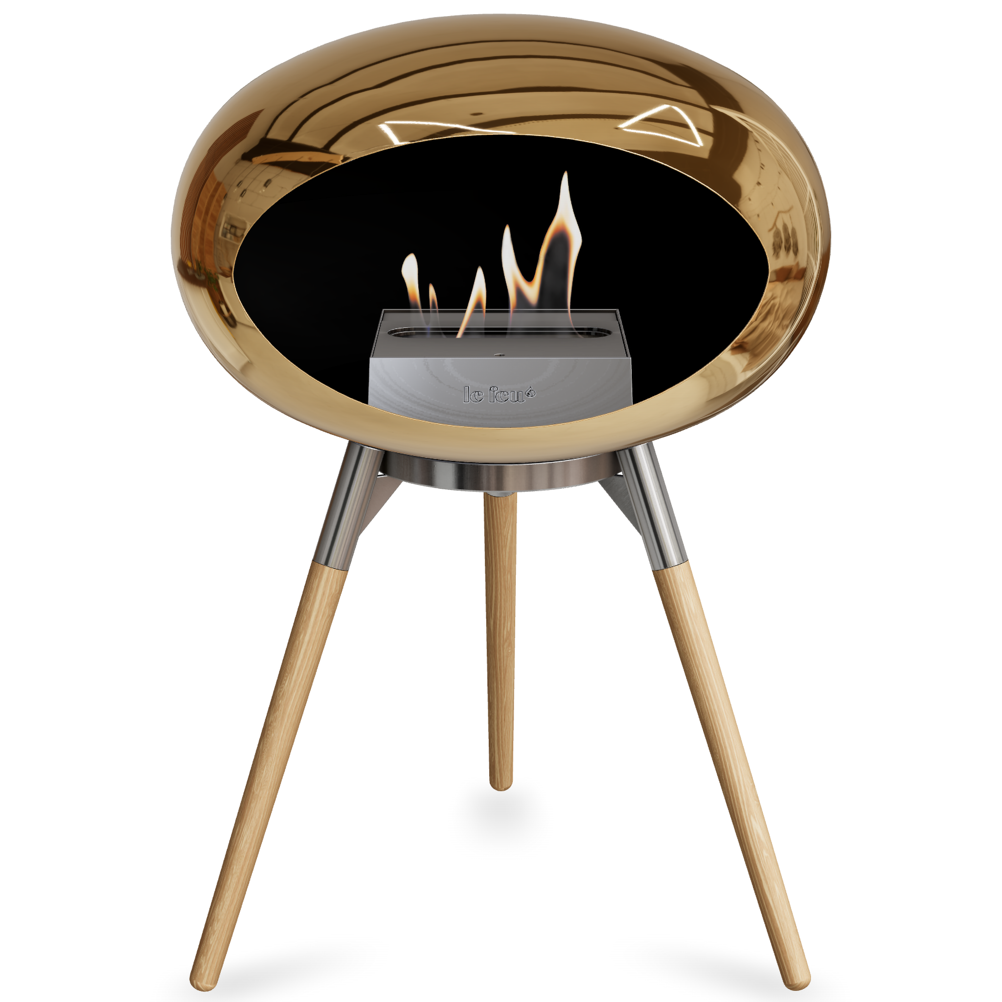 Ground Wood Low Chromed Rose Gold Bio Fireplace with Rose Gold Burner
