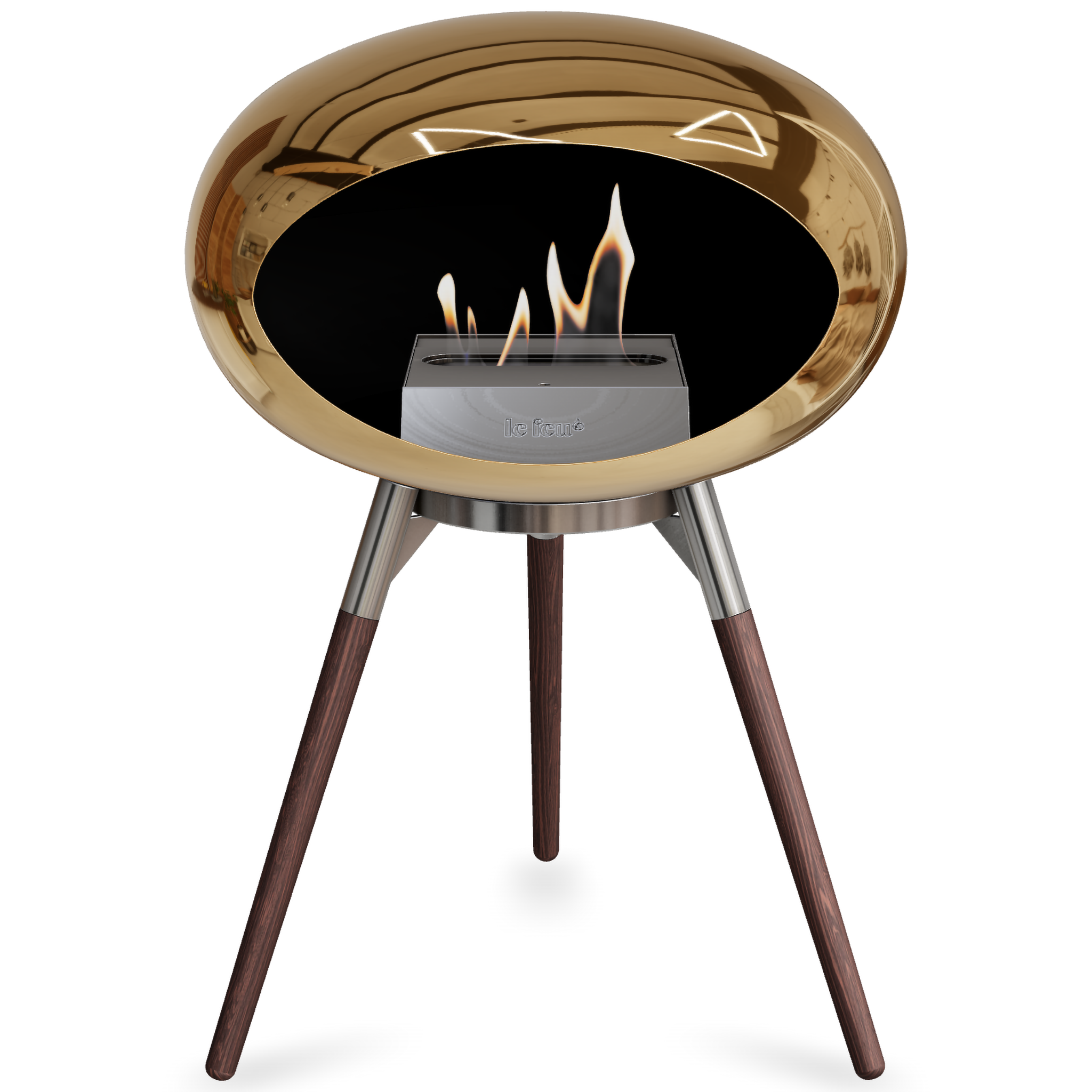Ground Wood Low Chromed Rose Gold Bio Fireplace with Rose Gold Burner