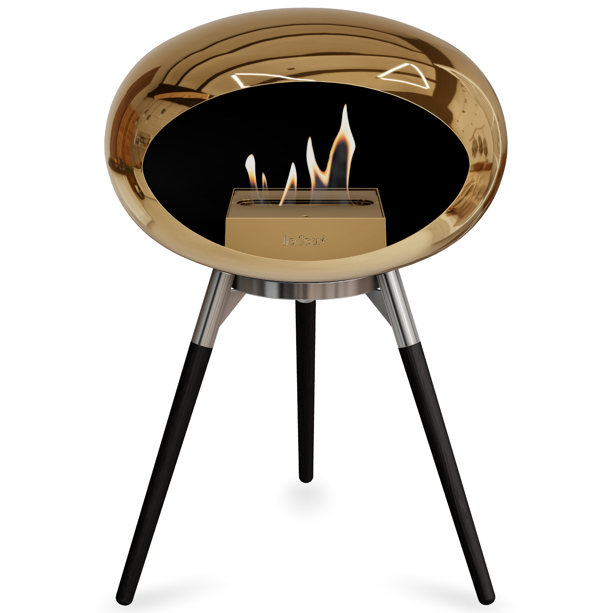 Ground Wood Low Chromed Rose Gold Bio Fireplace with Rose Gold Burner