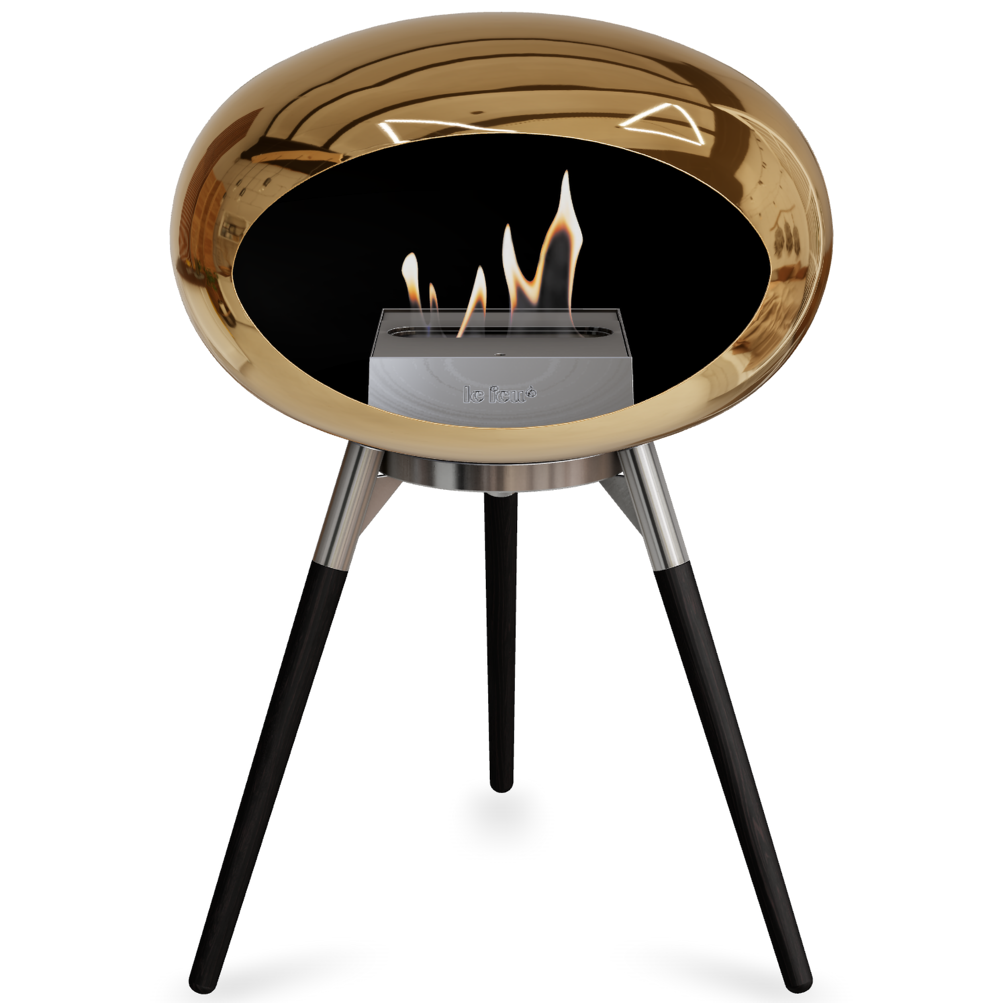 Ground Wood Low Chromed Rose Gold Bio Fireplace with Rose Gold Burner