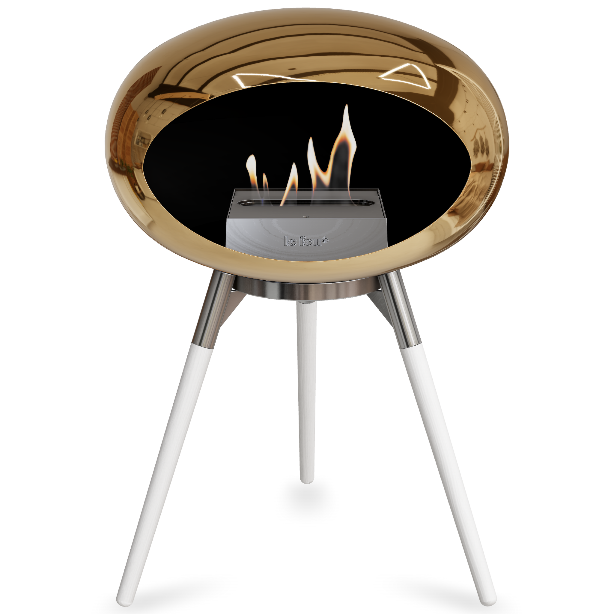 Ground Wood Low Chromed Rose Gold Bio Fireplace with Rose Gold Burner