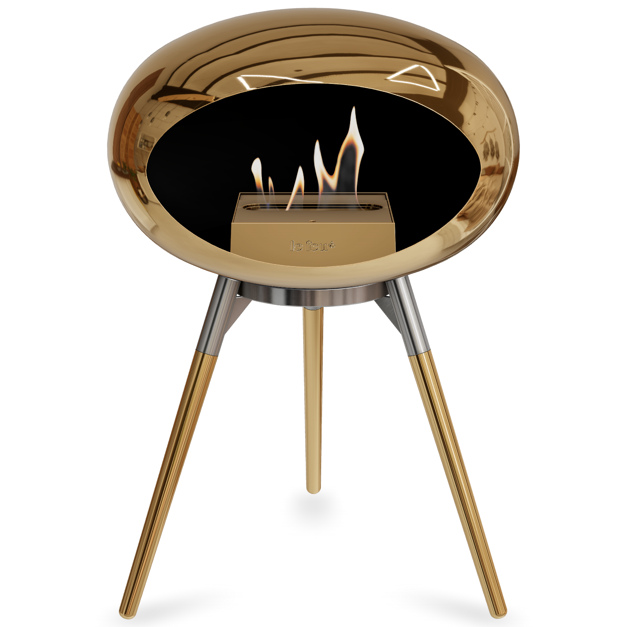 Ground Wood Low Chromed Rose Gold Bio Fireplace with Rose Gold Burner