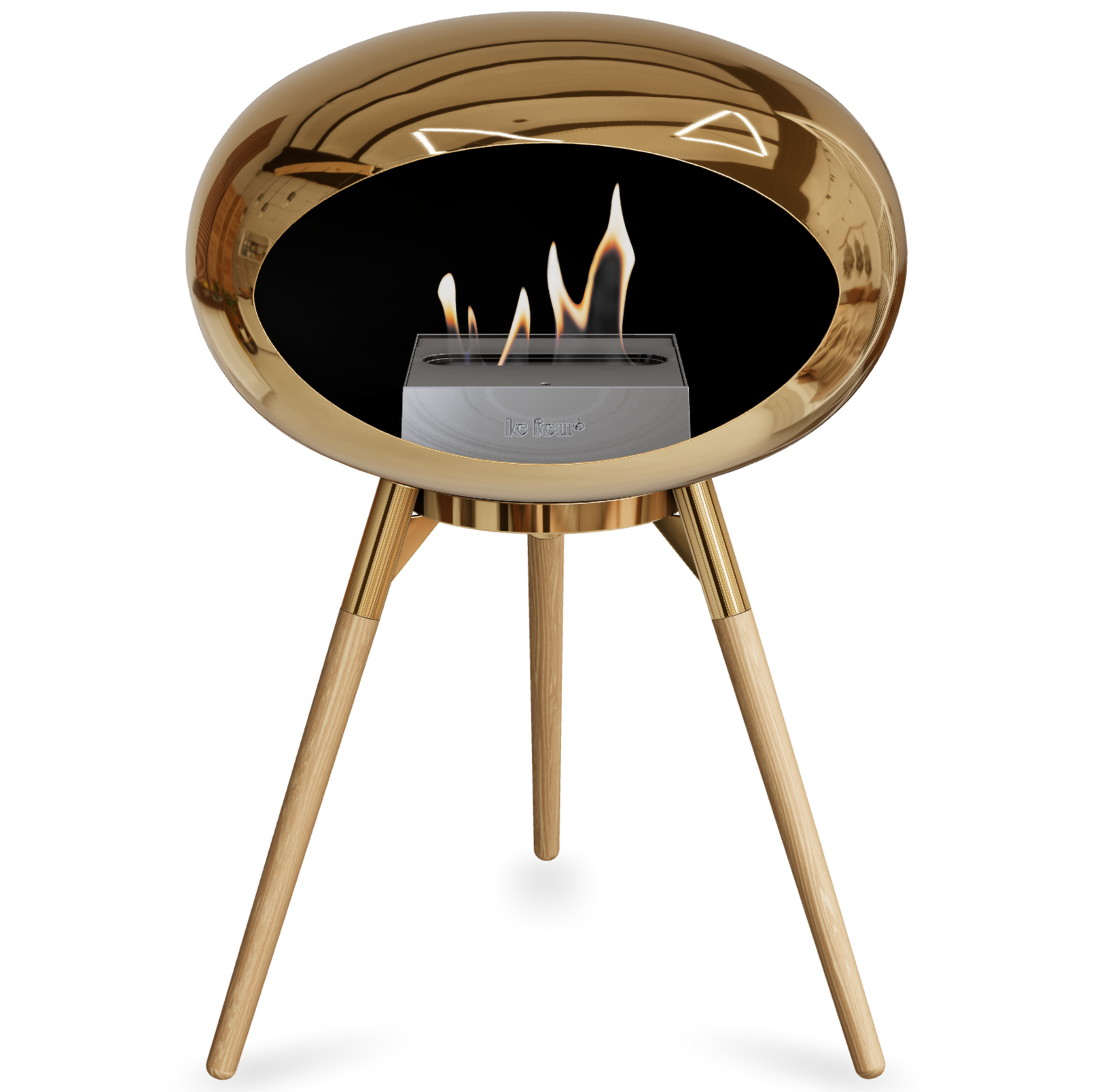 Ground Wood Low Chromed Rose Gold Bio Fireplace with Rose Gold Burner