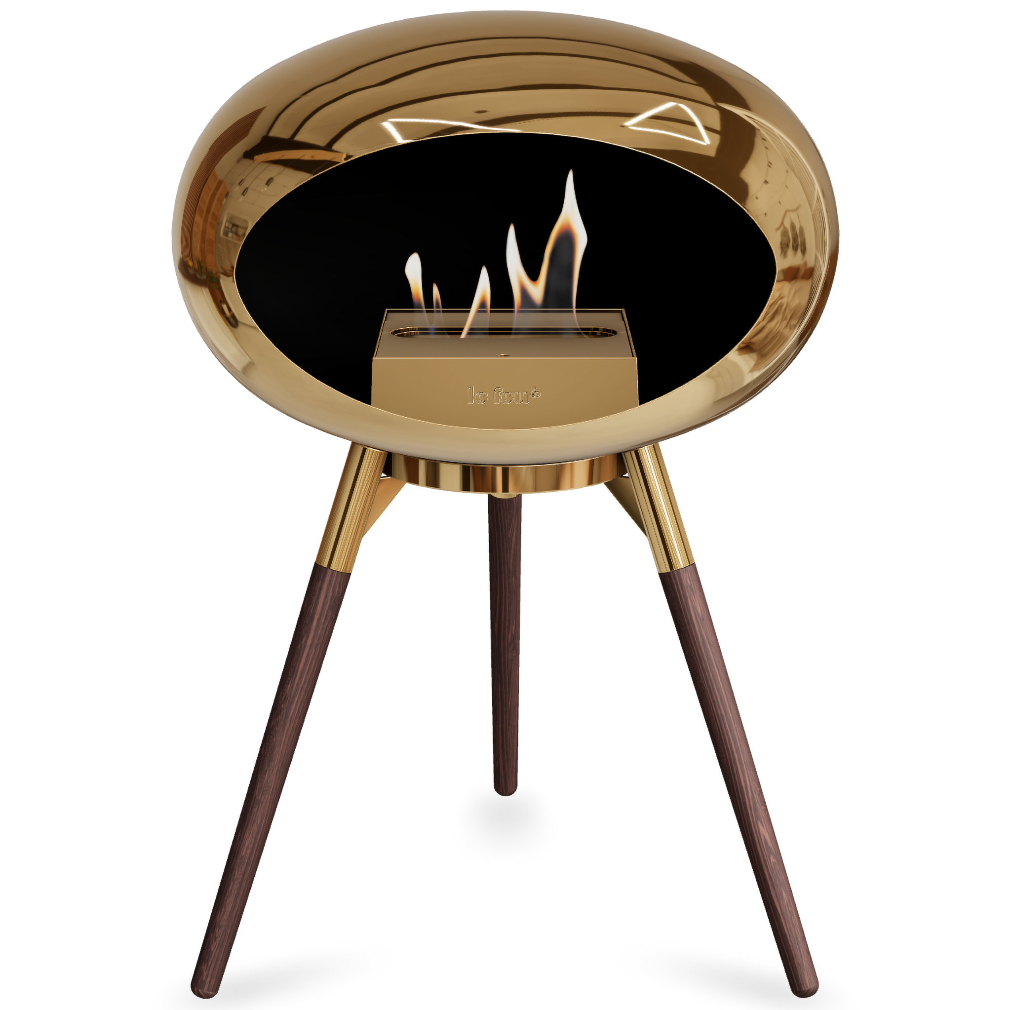 Ground Wood Low Chromed Rose Gold Bio Fireplace with Rose Gold Burner