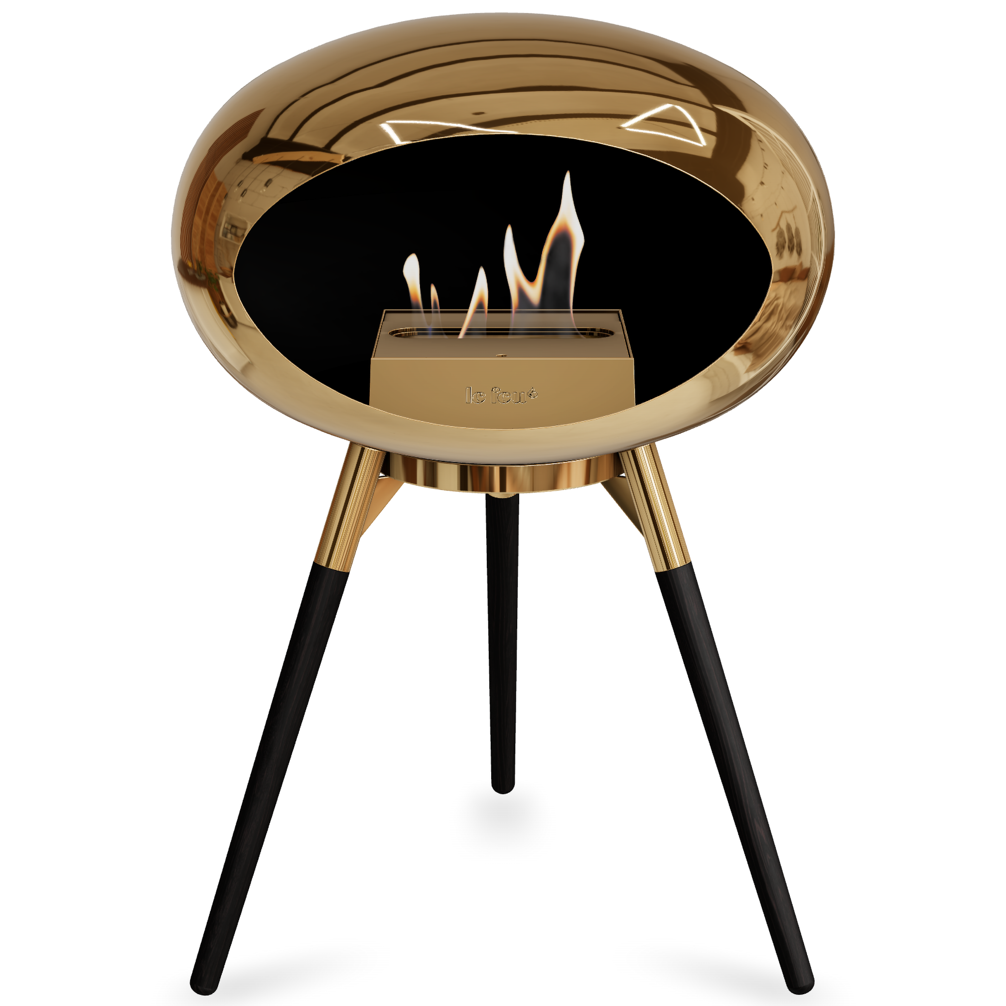 Ground Wood Low Chromed Rose Gold Bio Fireplace with Rose Gold Burner