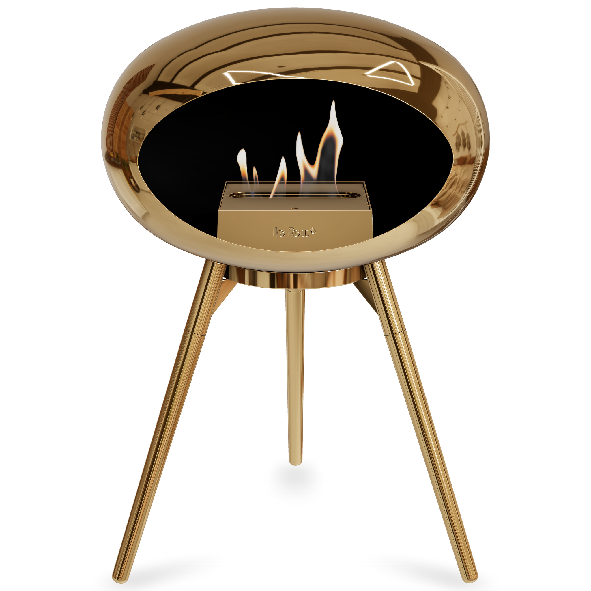 Ground Wood Low Chromed Rose Gold Bio Fireplace with Rose Gold Burner