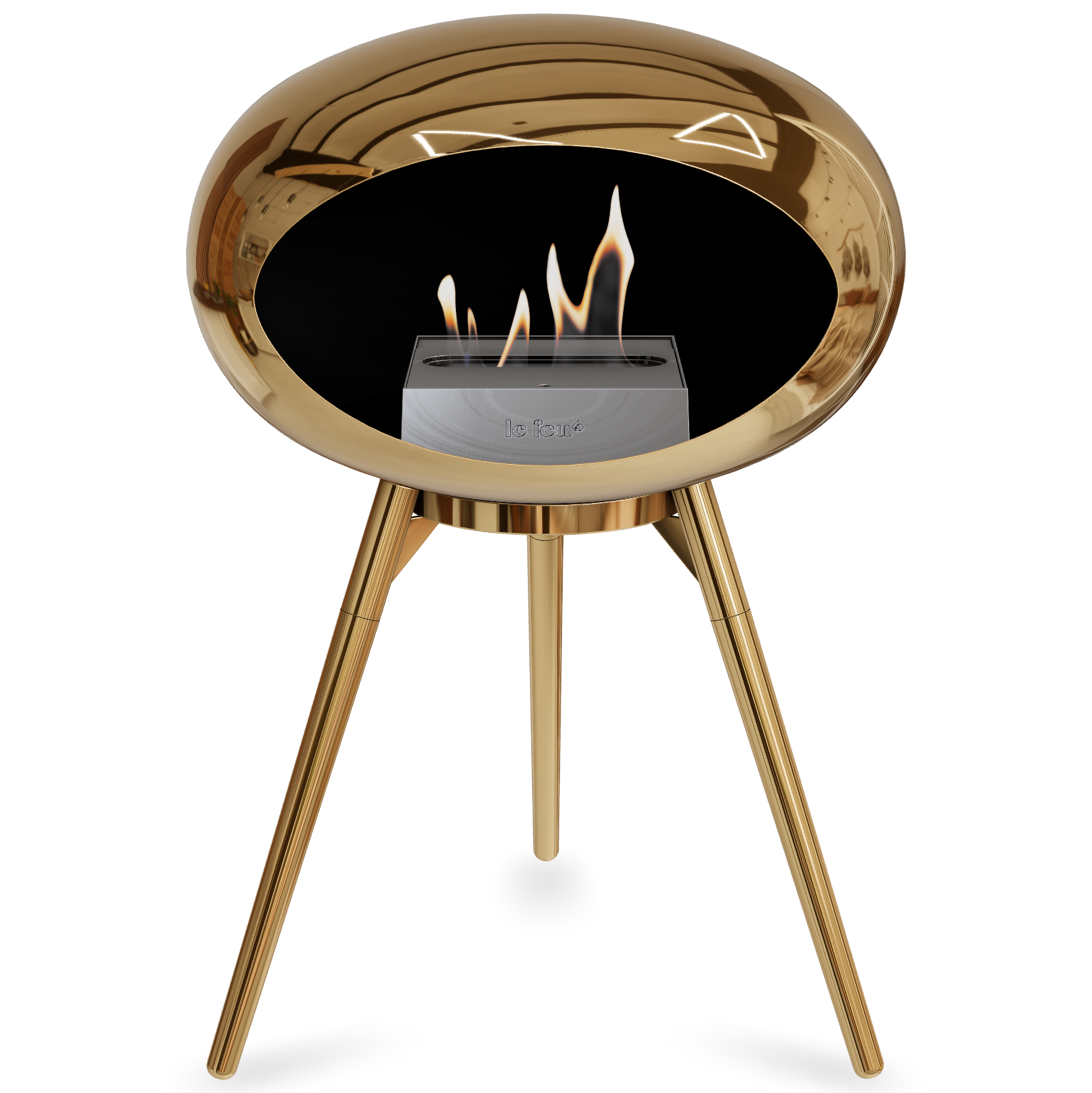 Ground Wood Low Chromed Rose Gold Bio Fireplace with Rose Gold Burner