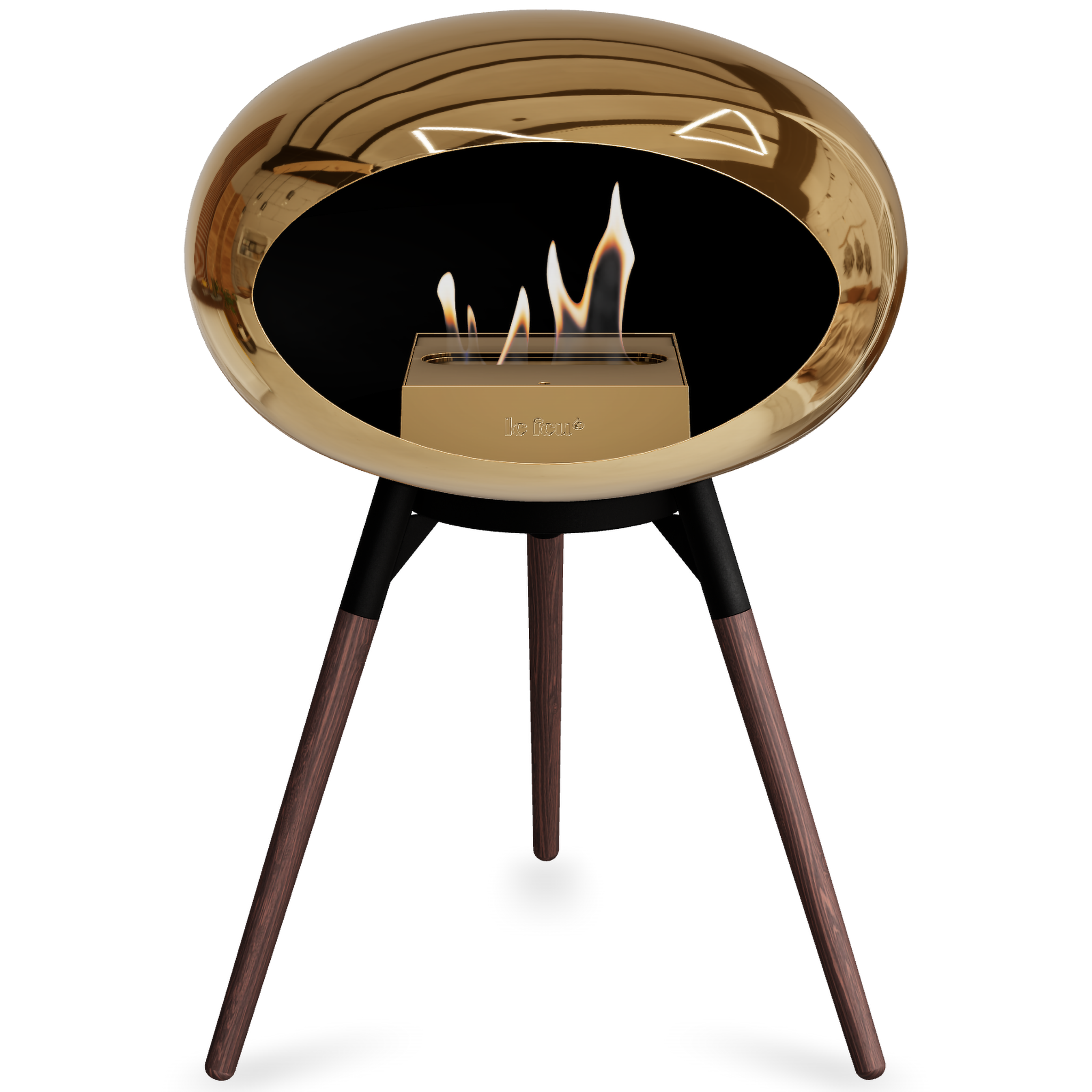 Ground Wood Low Chromed Rose Gold Bio Fireplace with Rose Gold Burner