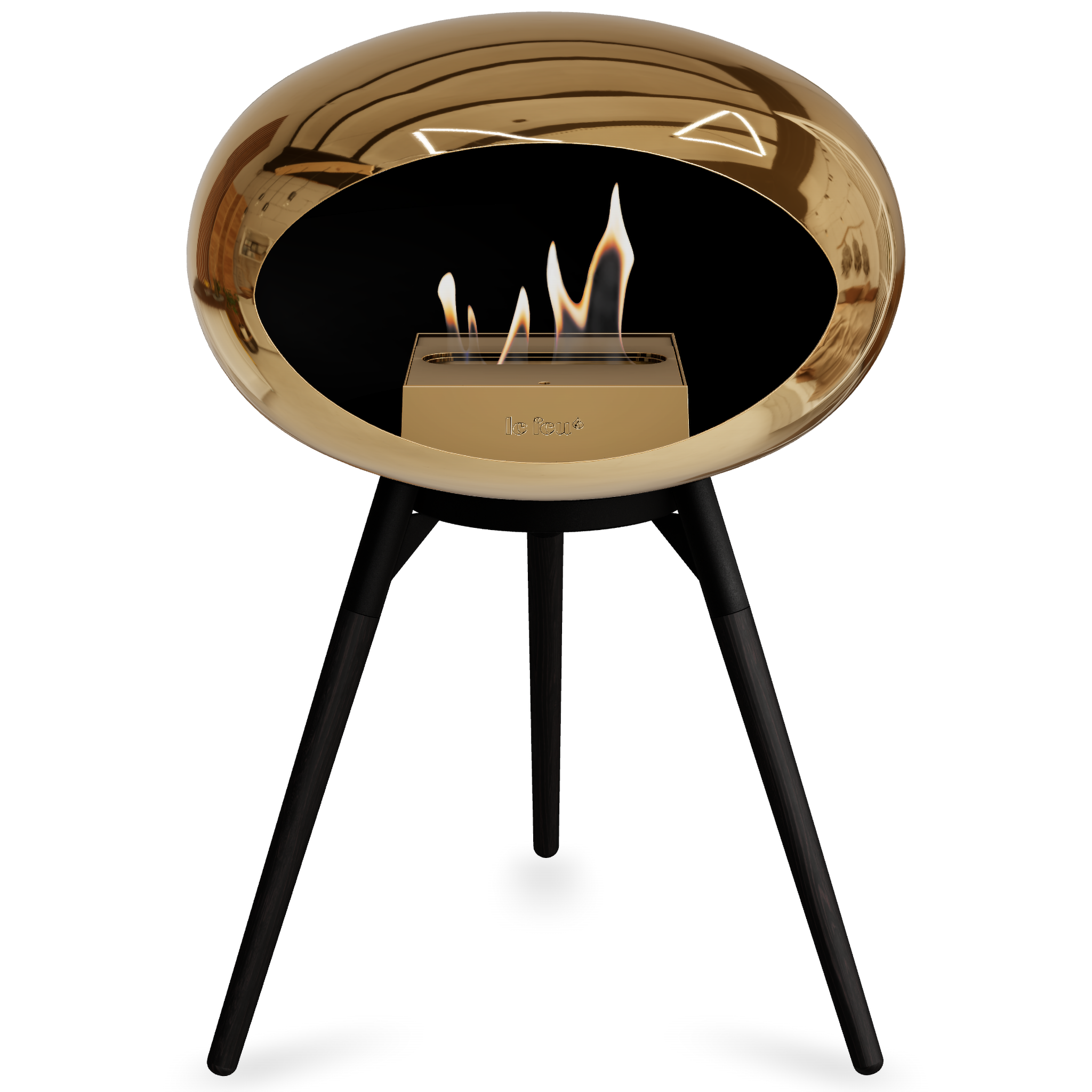 Ground Wood Low Chromed Rose Gold Bio Fireplace with Rose Gold Burner